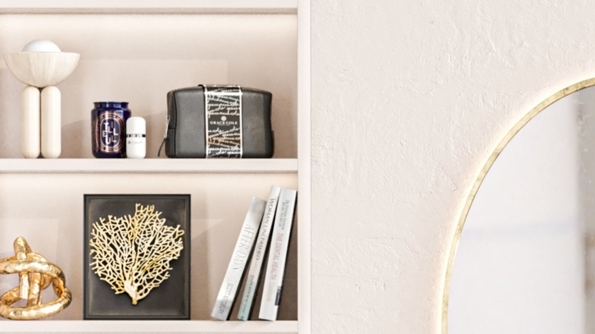 Wardrobe with decor photo frame and books for the living room 3D model_4