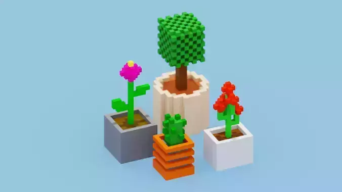 Isometric 3d Plant Set
