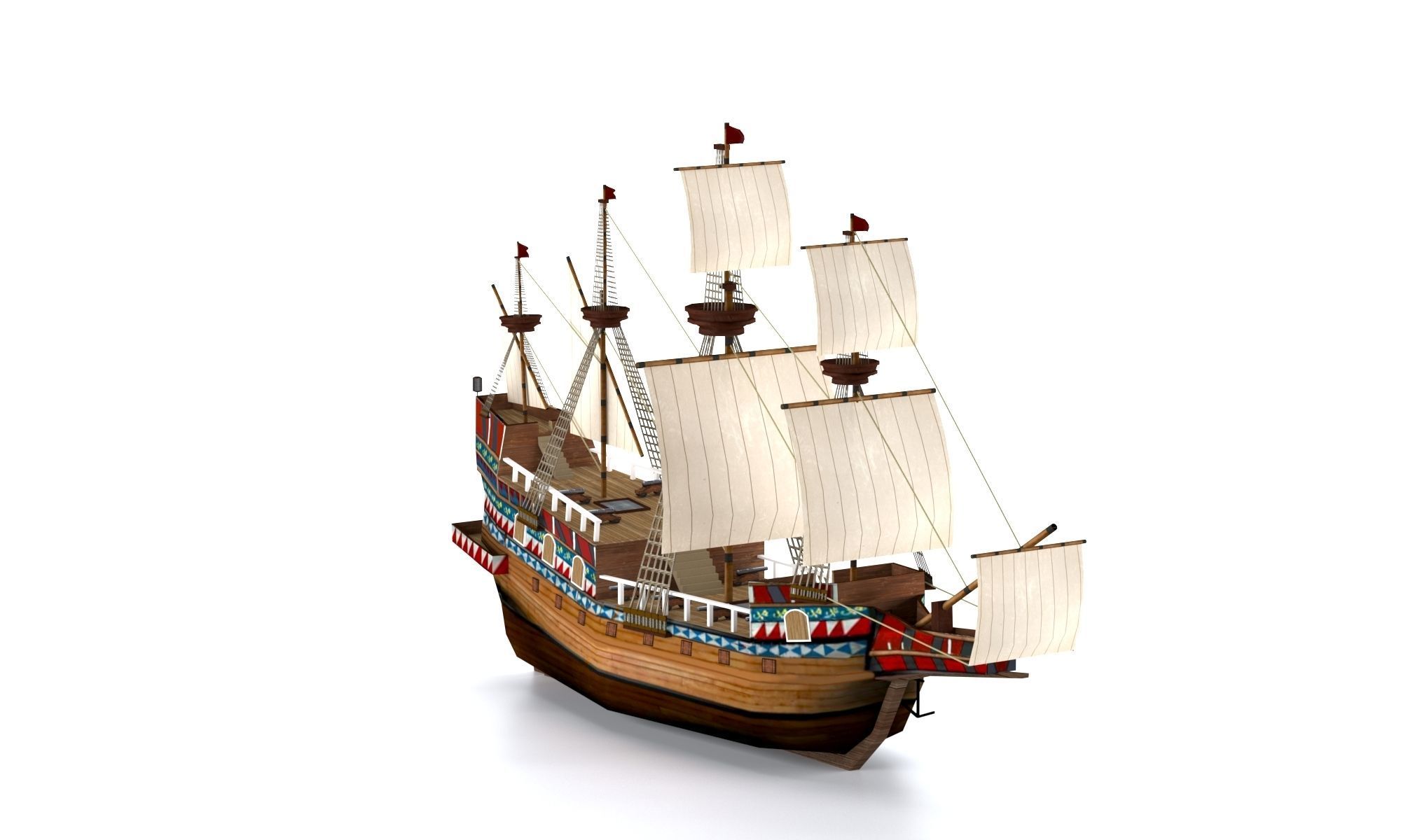 Sailing ship Low-poly 3D model_6