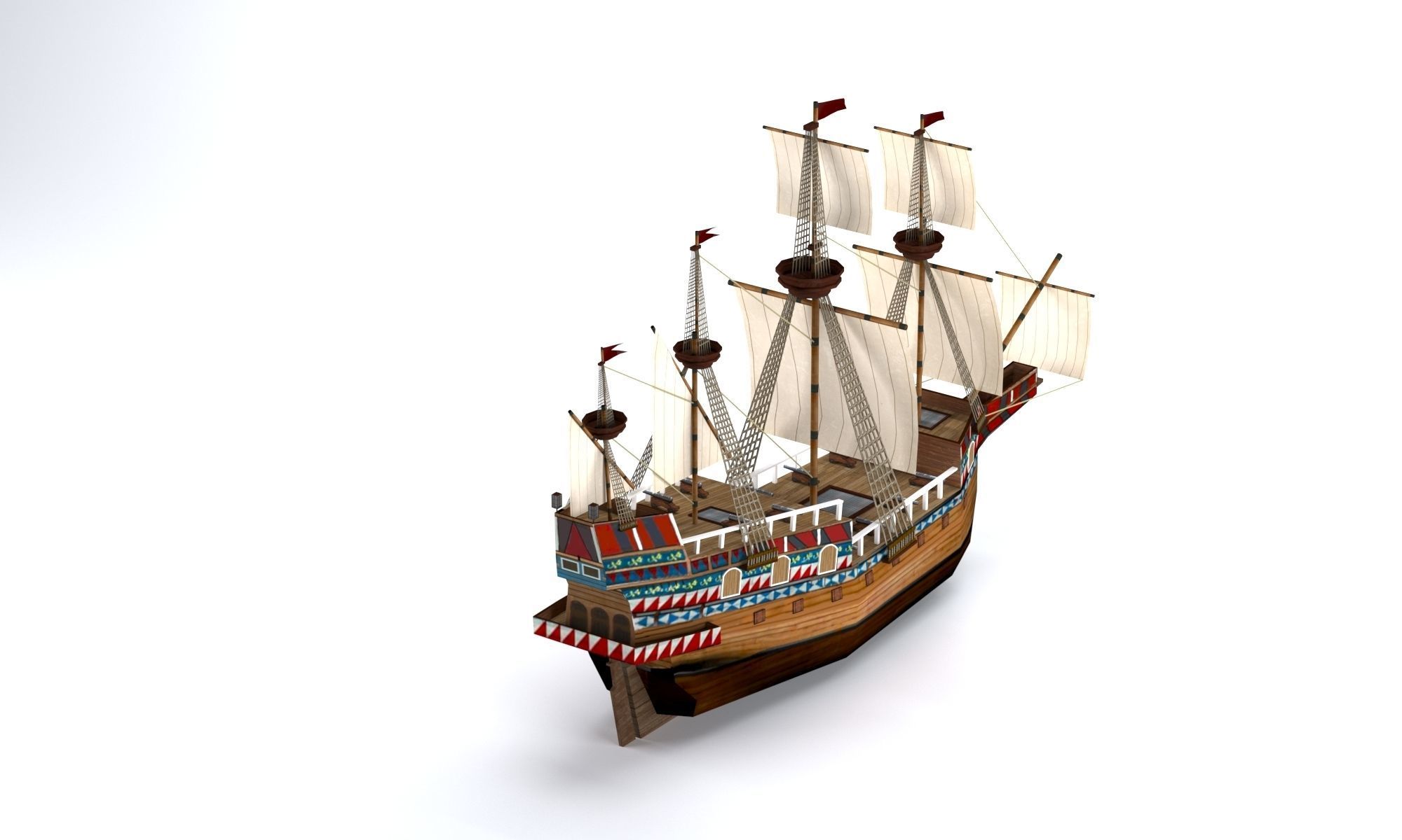 Sailing ship Low-poly 3D model_5