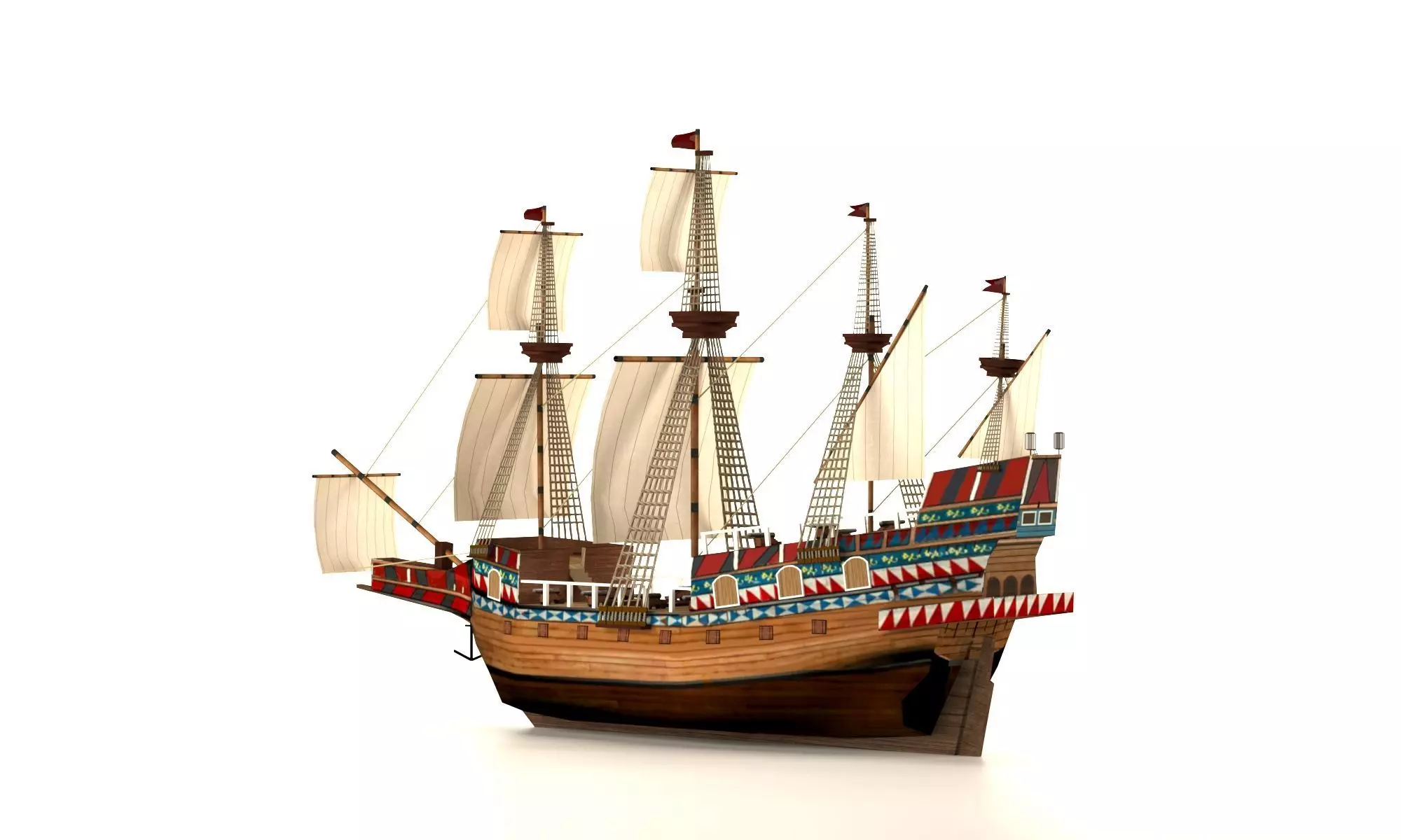 Sailing ship Low-poly 3D model_0