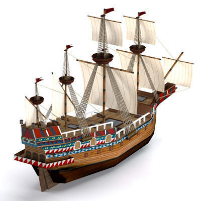 Sailing ship Low-poly 3D model_2