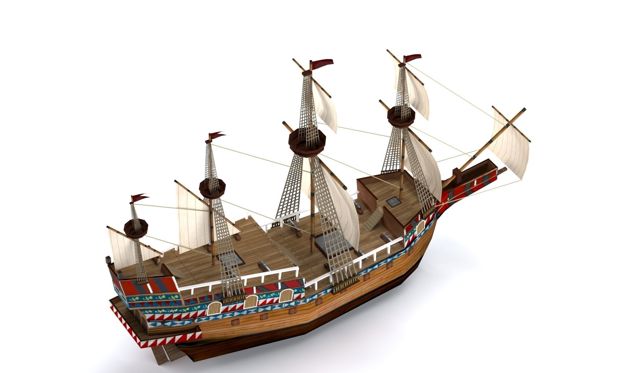 Sailing ship Low-poly 3D model_3
