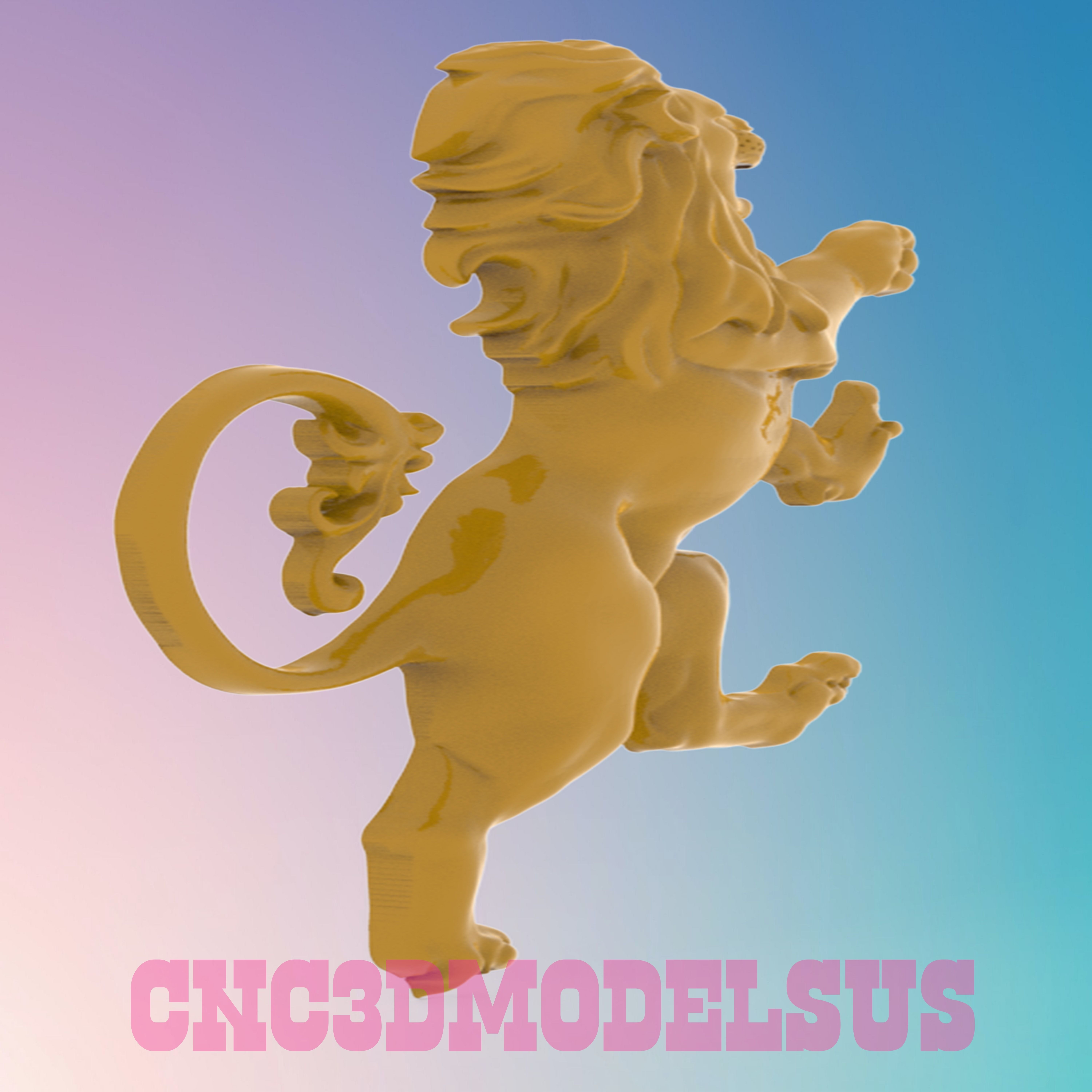 Golden lion 3D MODEL STL FILE FOR CNC ROUTER LASER 3D print model_1