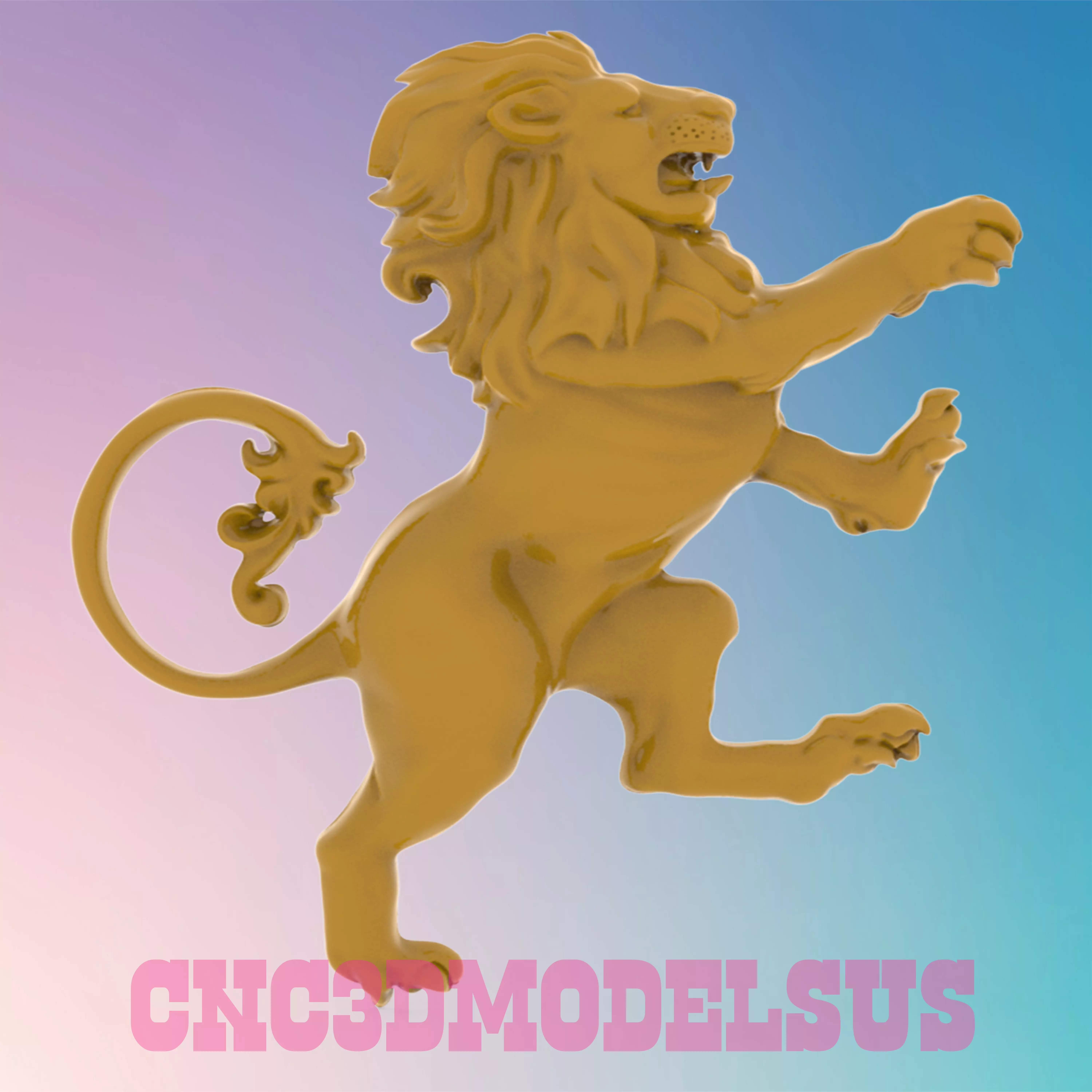 Golden lion 3D MODEL STL FILE FOR CNC ROUTER LASER 3D print model_0