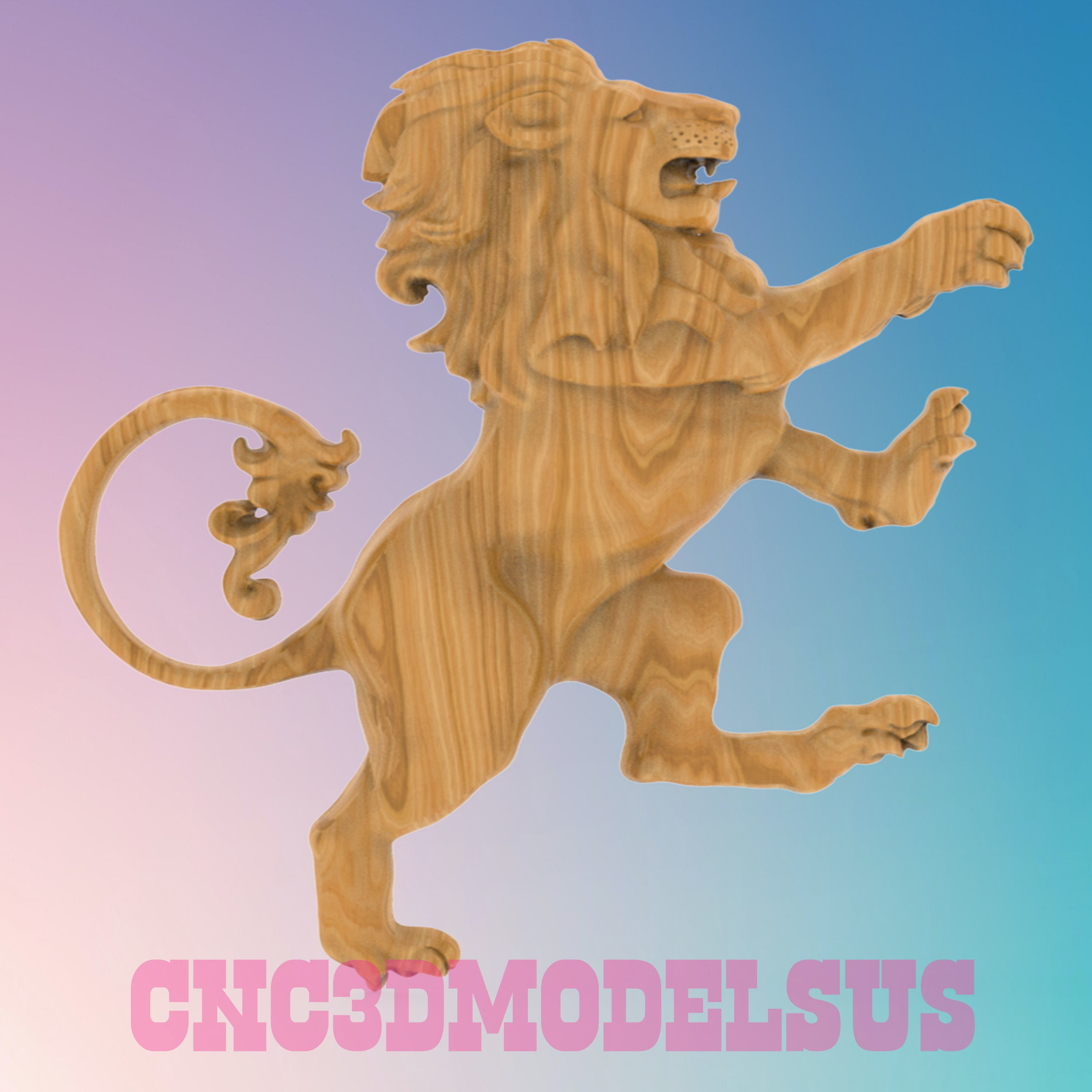Golden lion 3D MODEL STL FILE FOR CNC ROUTER LASER 3D print model_2