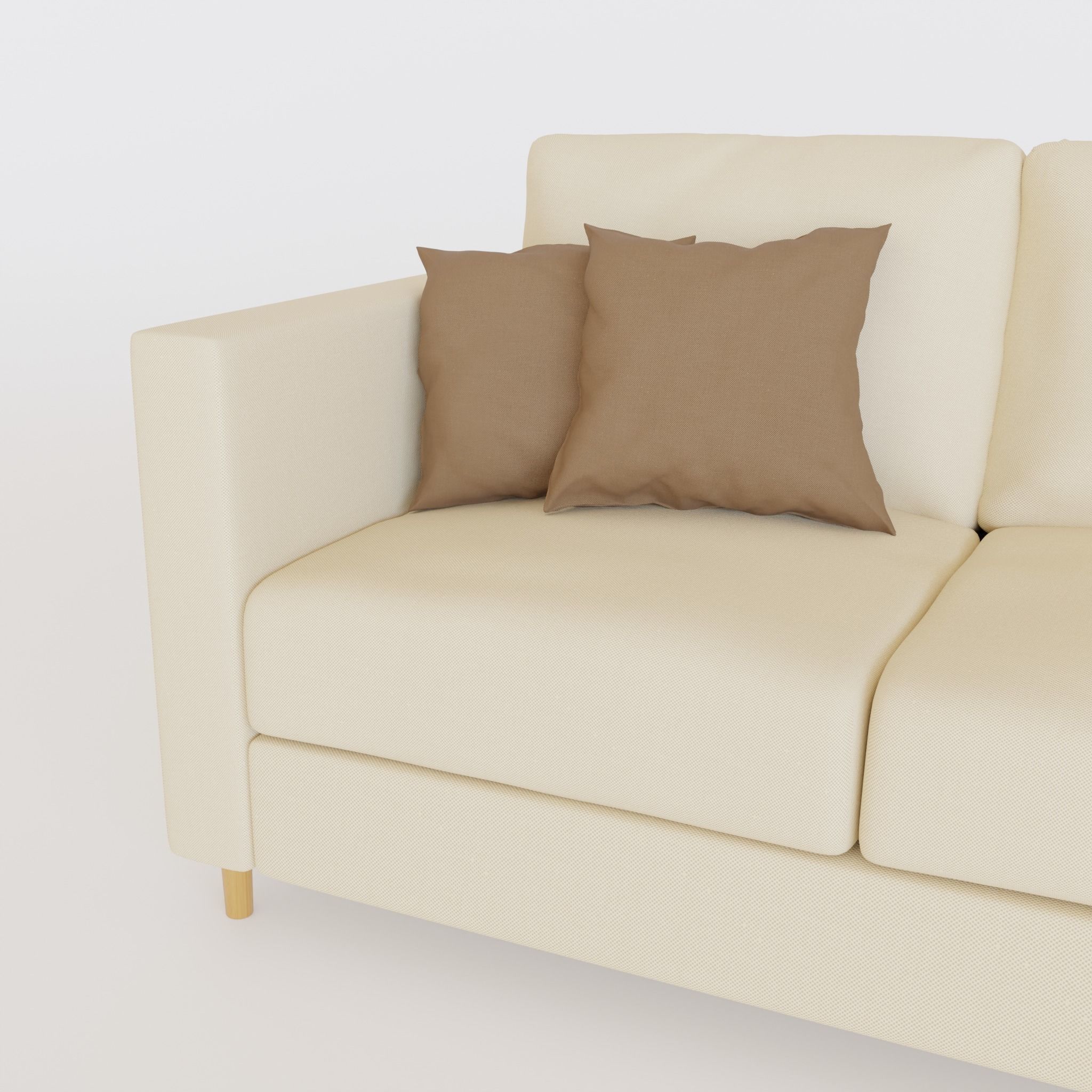 Minimalist White Sofa with Cushions 3D model_3