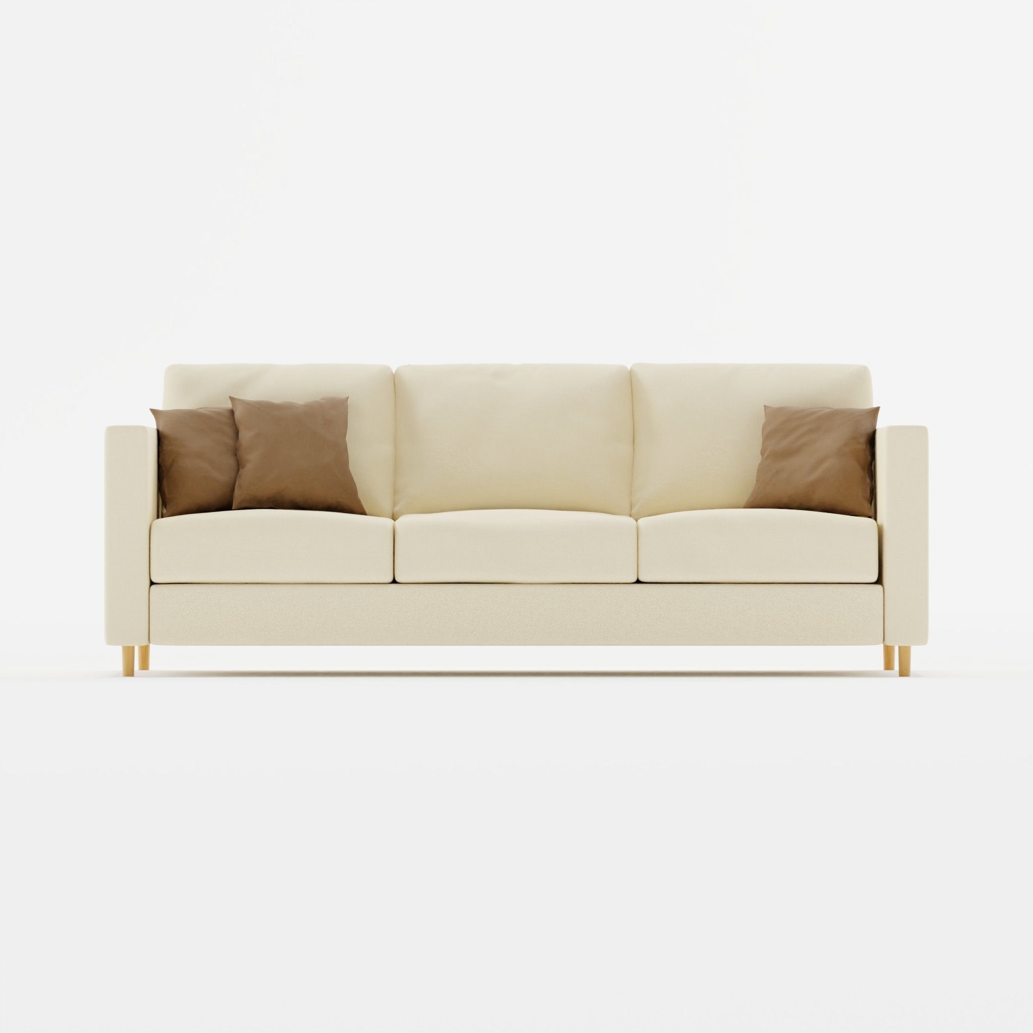 Minimalist White Sofa with Cushions 3D model_1