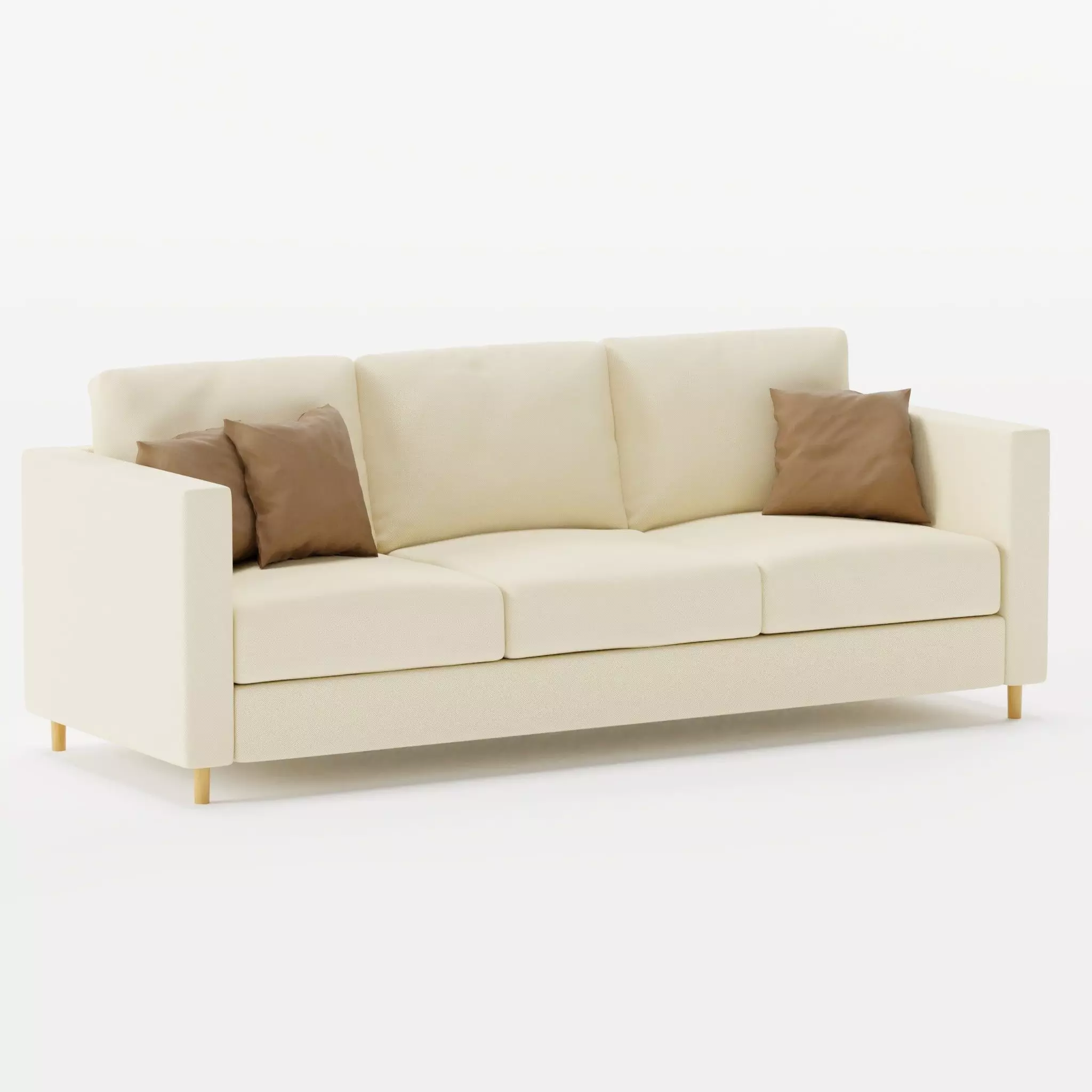 Minimalist White Sofa with Cushions 3D model_0