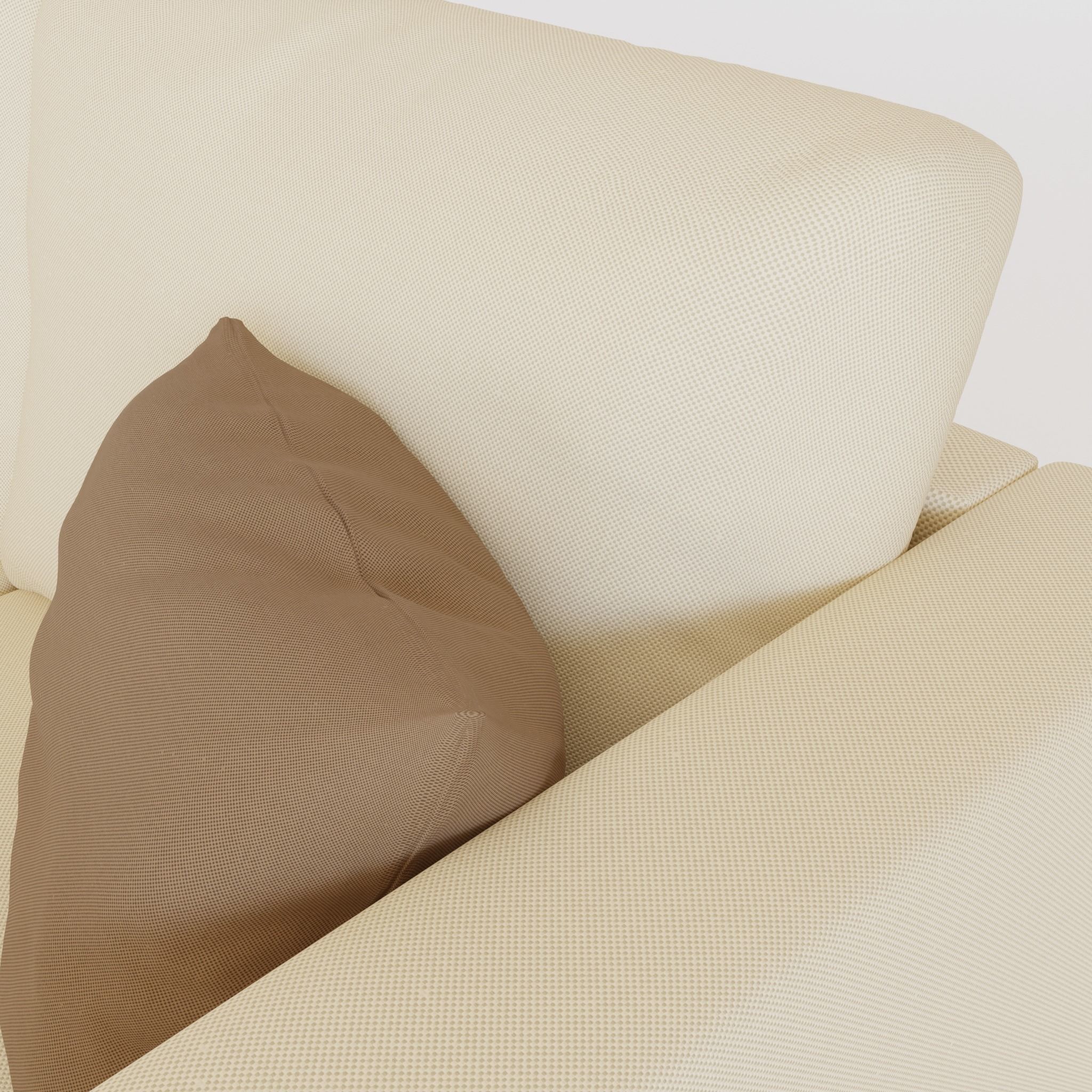 Minimalist White Sofa with Cushions 3D model_4