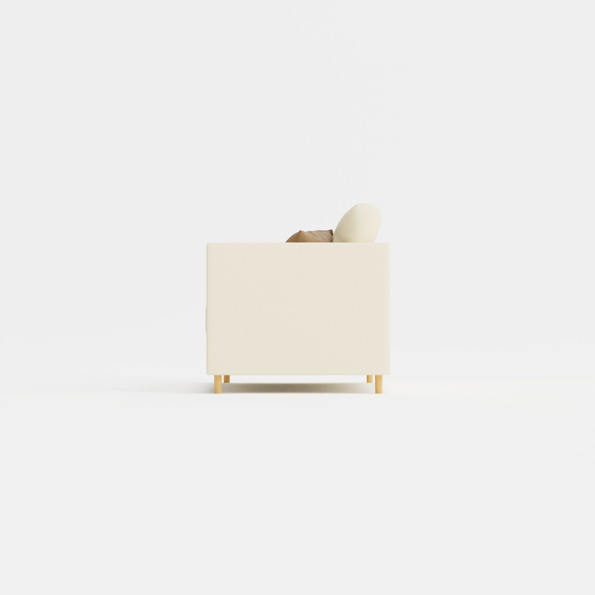 Minimalist White Sofa with Cushions 3D model_2