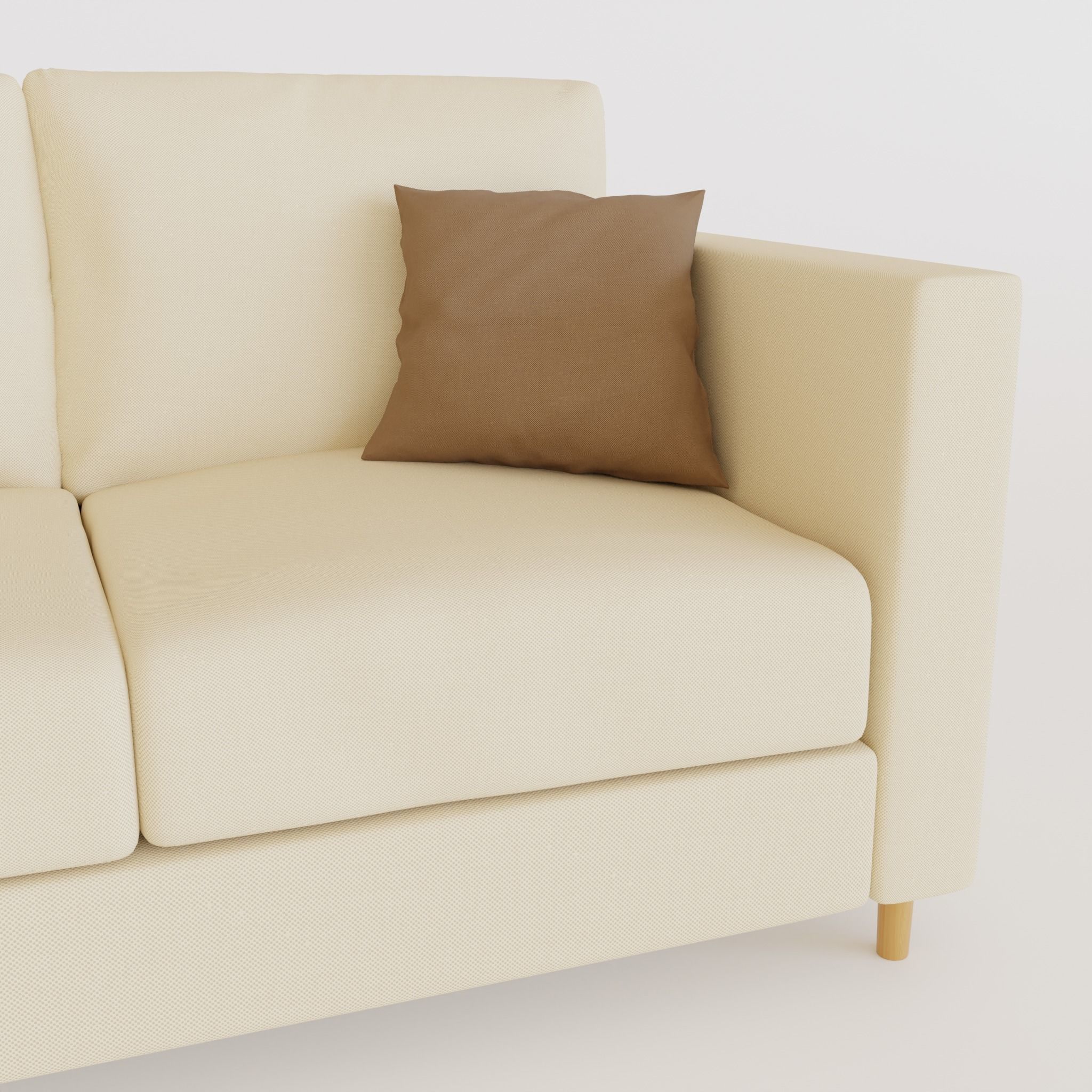 Minimalist White Sofa with Cushions 3D model_5