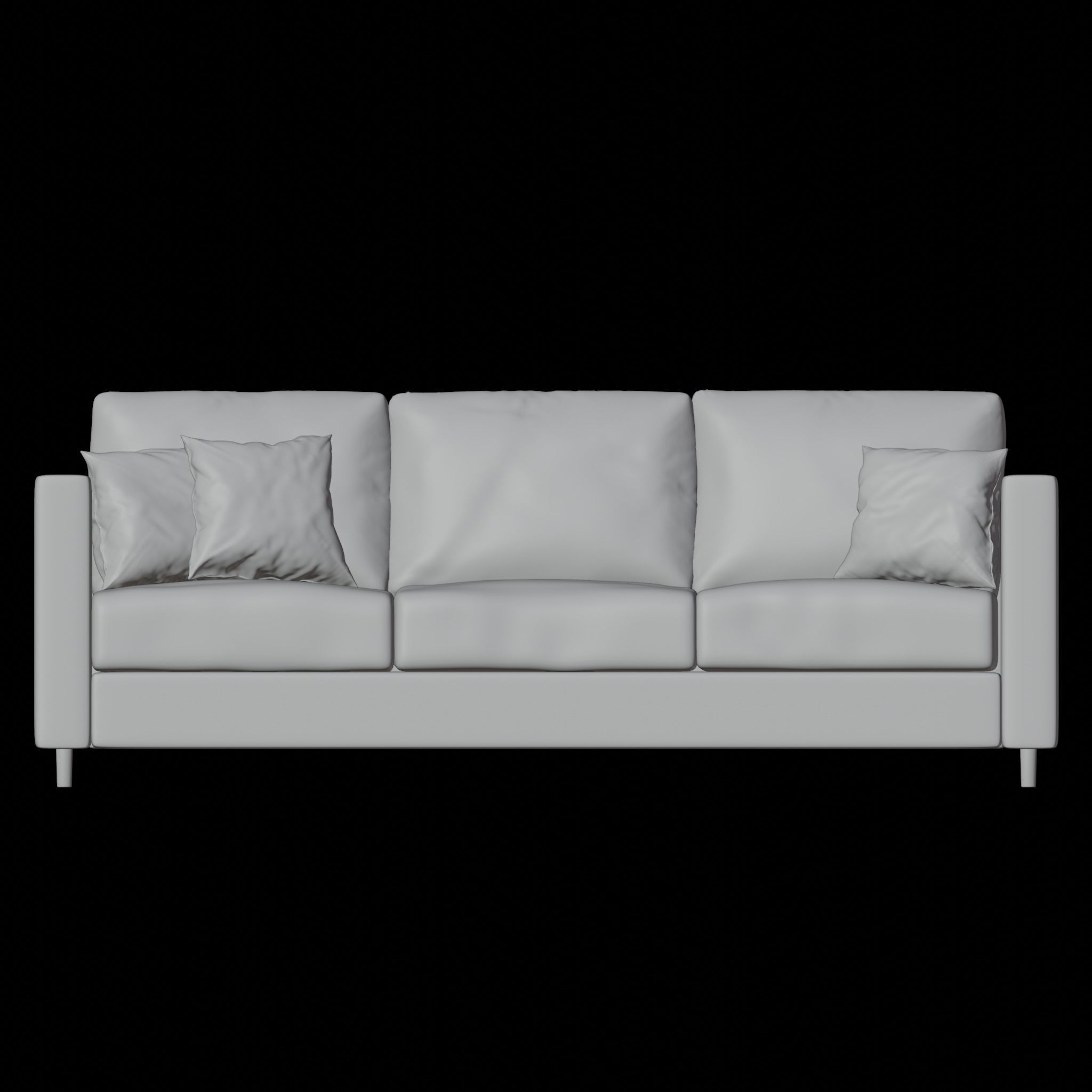 Minimalist White Sofa with Cushions 3D model_6