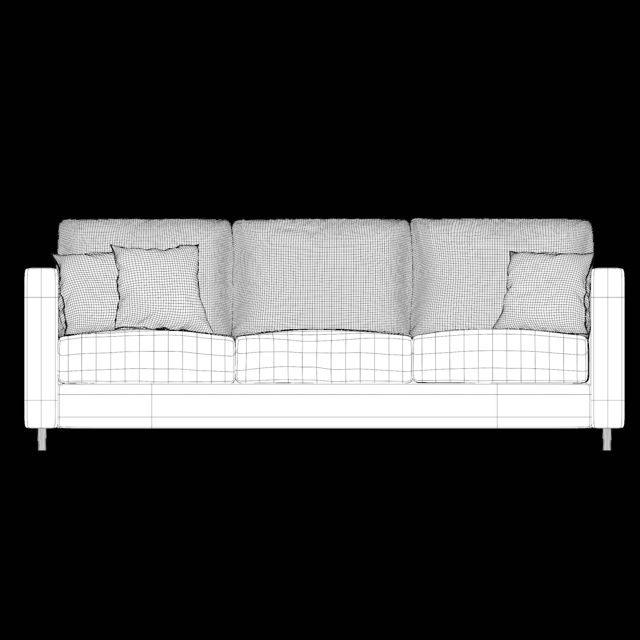 Minimalist White Sofa with Cushions 3D model_7