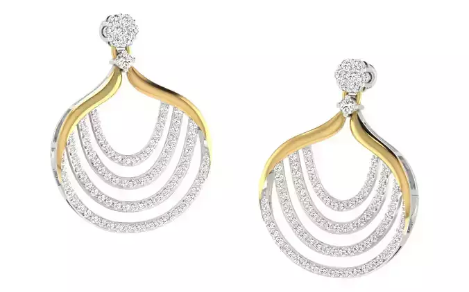 Light Weight Gold Diamond Earring  -earr9