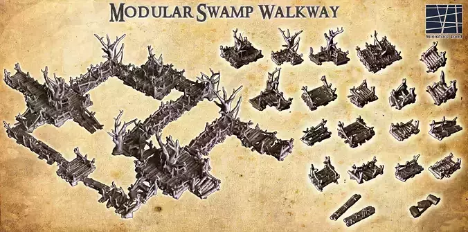 Modular Swamp Walkway Tabletop Terrain 28 MM