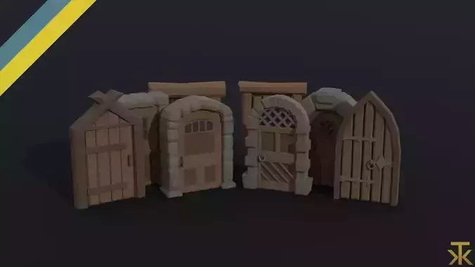 Cartoon fantasy door Polygonal Style