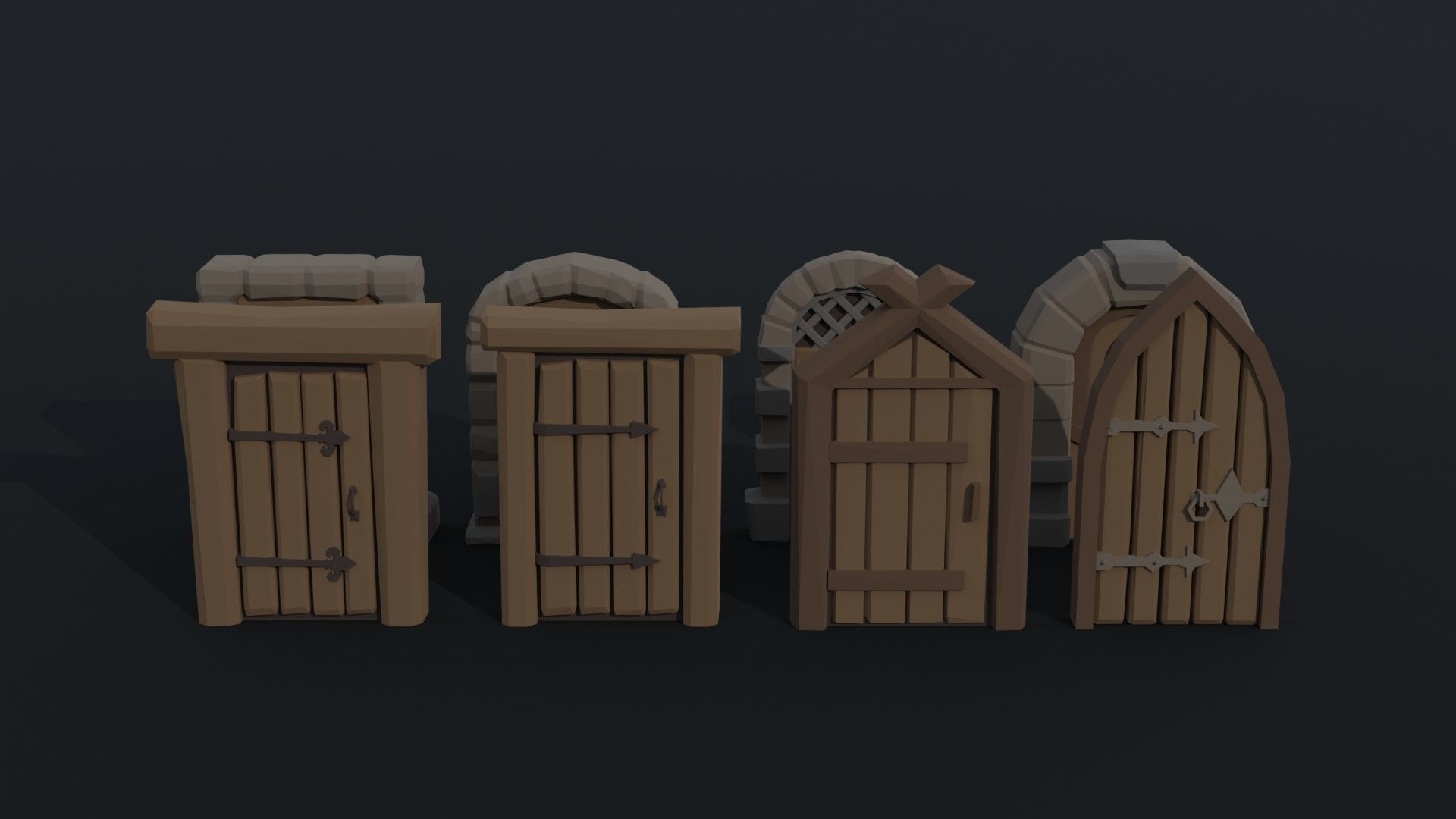 Cartoon fantasy door Polygonal Style Low-poly 3D model_1