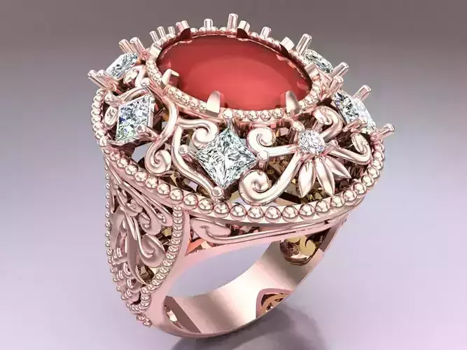 Oval stone ring - Womens  Rings - N024043