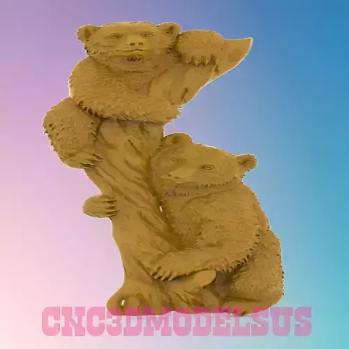 Bears on the trunk 3D MODEL STL FILE FOR CNC ROUTER LASER
