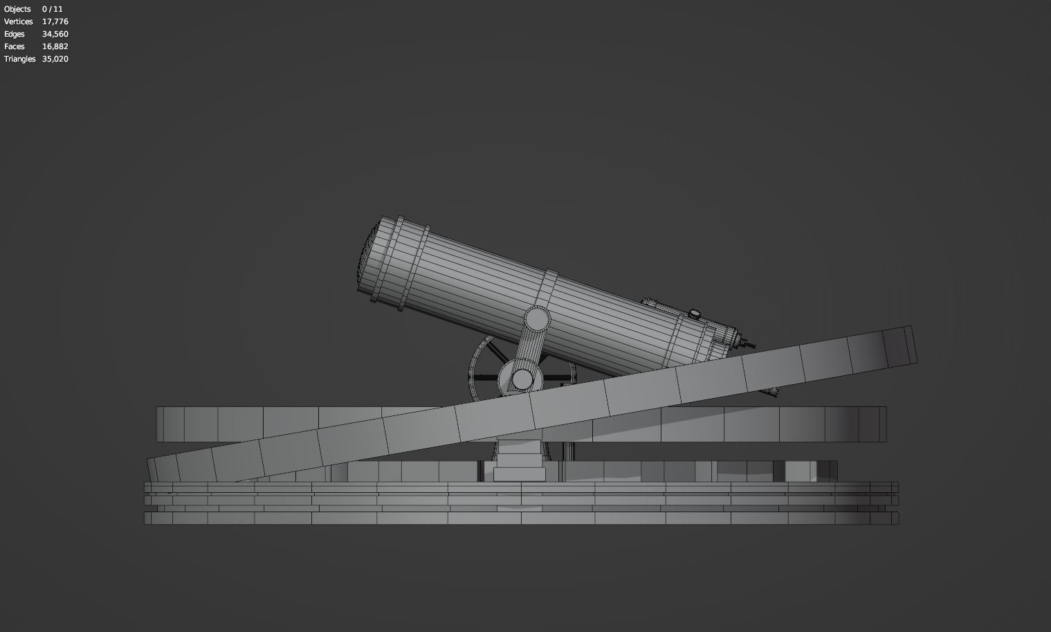 Astronomical Telescope - 2 - Untextured 3D model_11