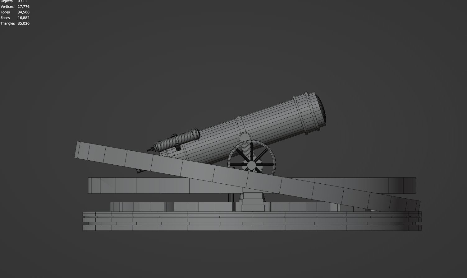 Astronomical Telescope - 2 - Untextured 3D model_9