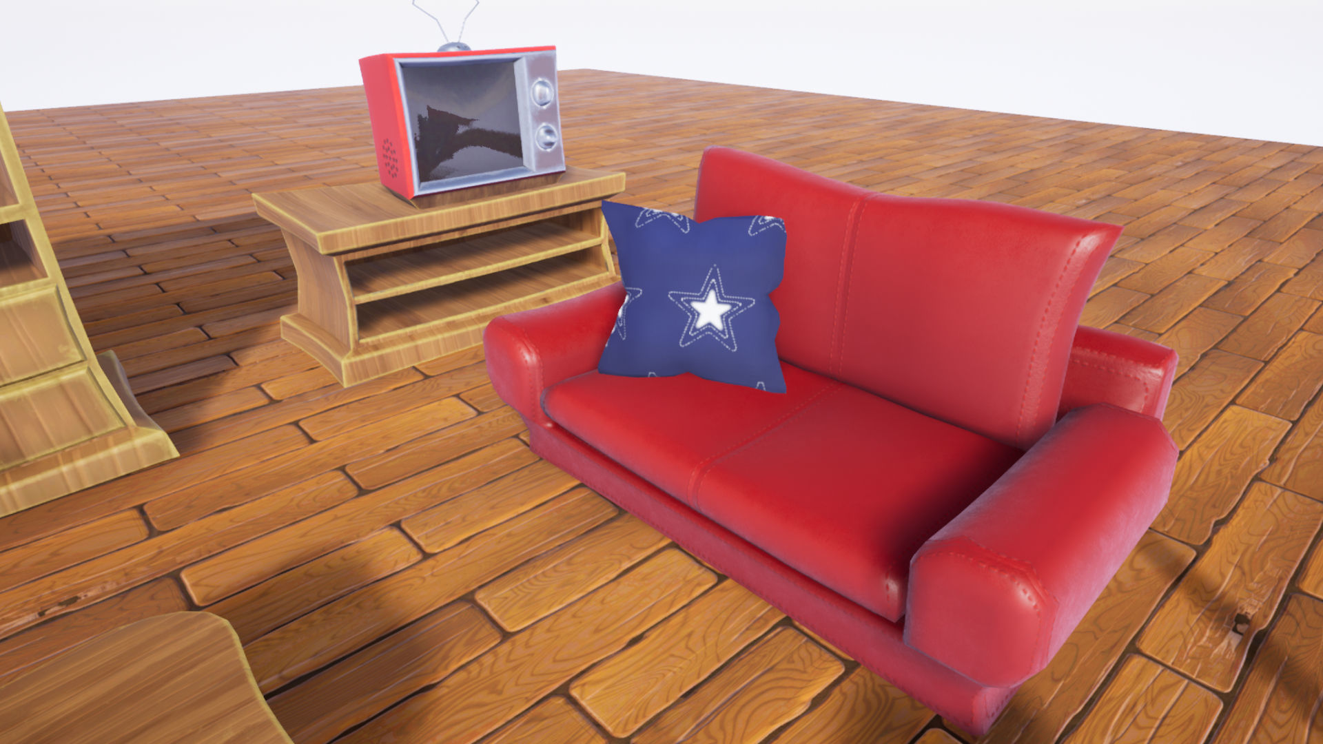 Stylized Living Room Furniture Low-poly 3D model_5