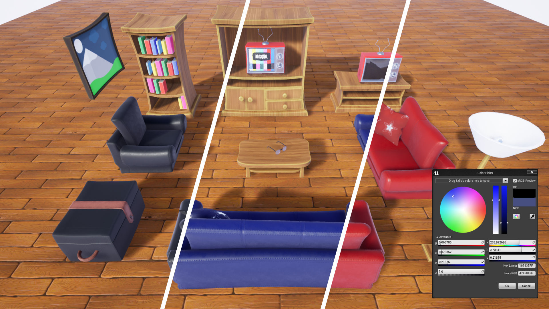 Stylized Living Room Furniture Low-poly 3D model_1