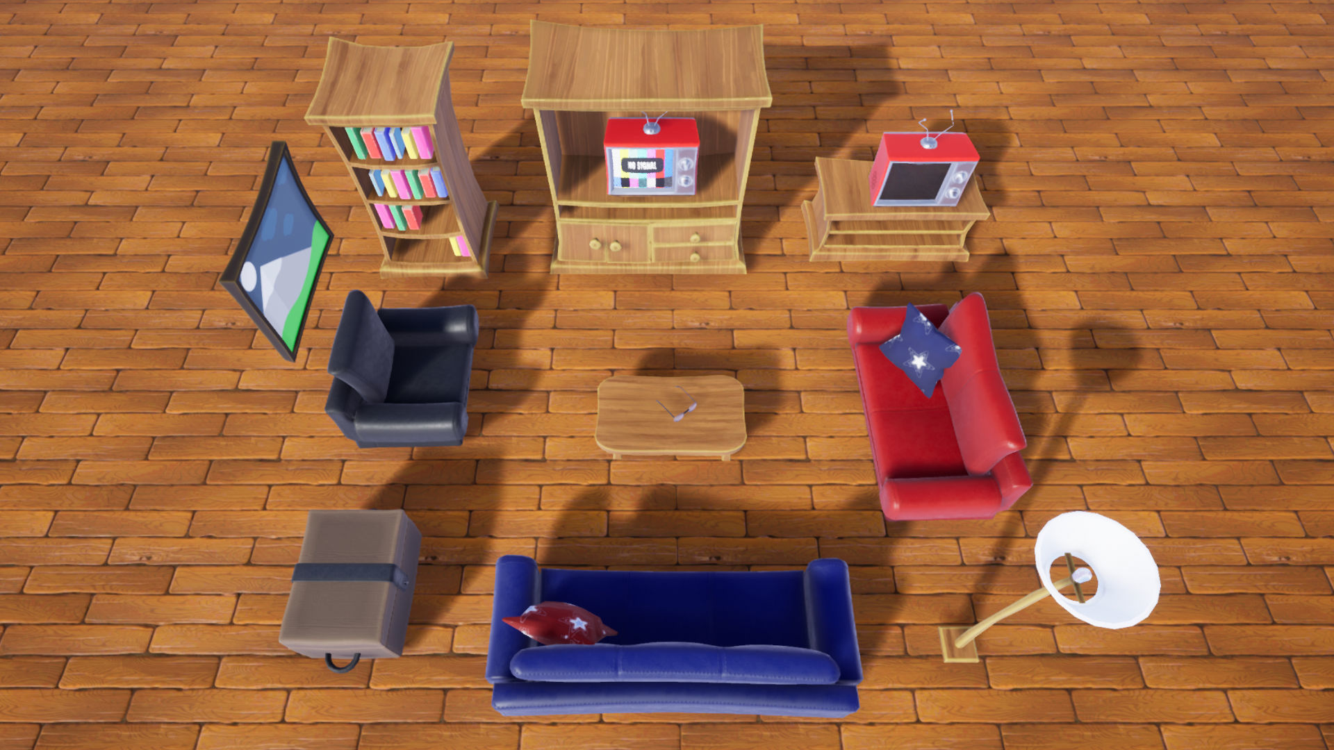 Stylized Living Room Furniture Low-poly 3D model_6