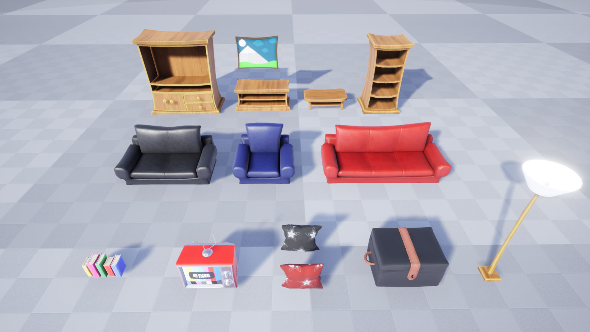 Stylized Living Room Furniture Low-poly 3D model_8