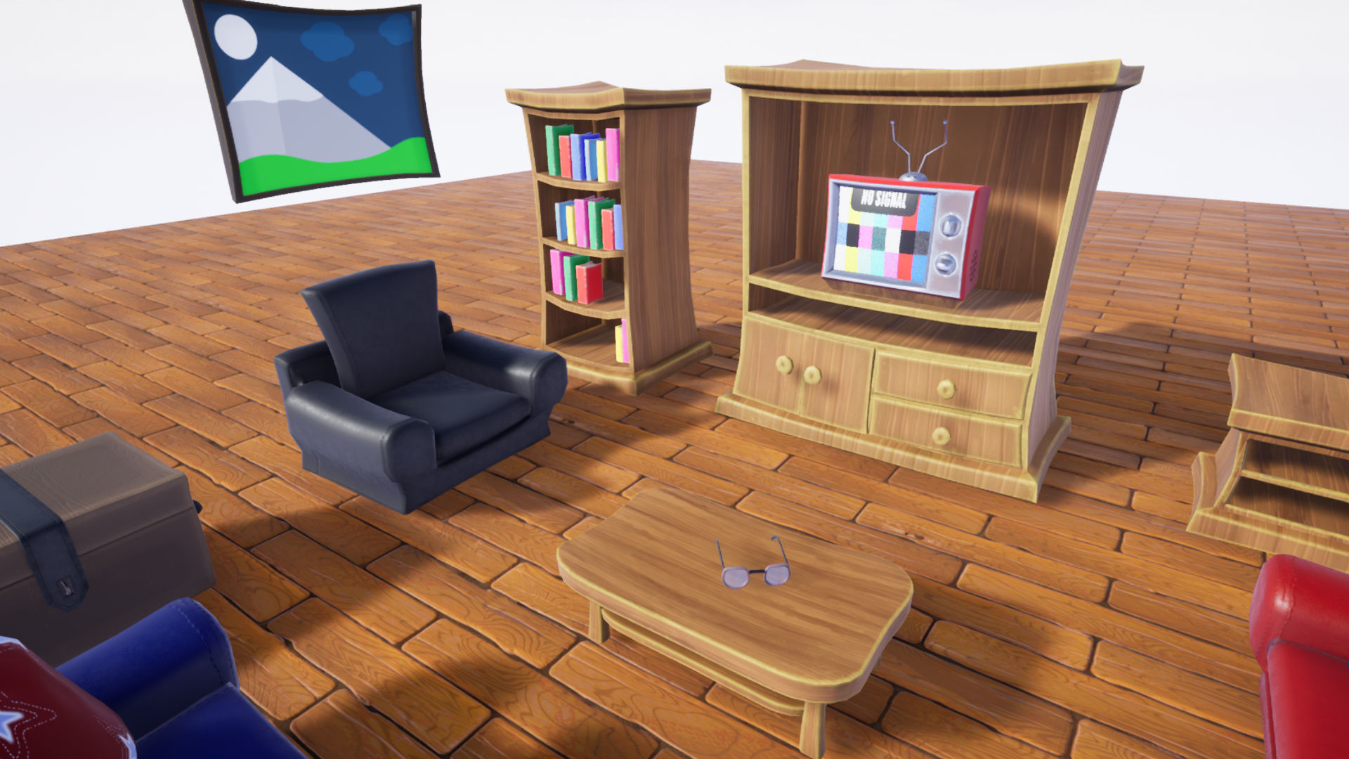 Stylized Living Room Furniture Low-poly 3D model_2