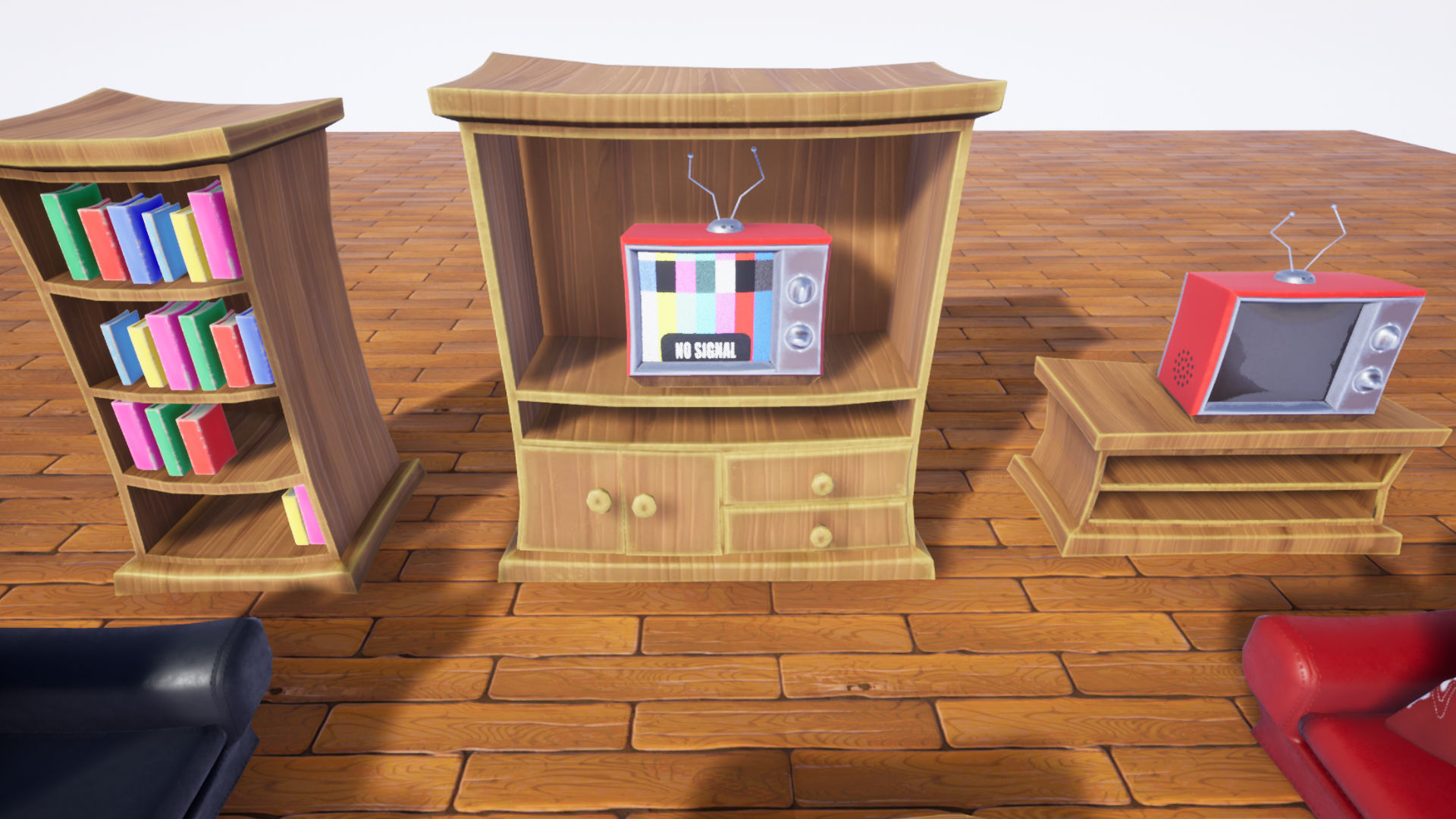 Stylized Living Room Furniture Low-poly 3D model_4