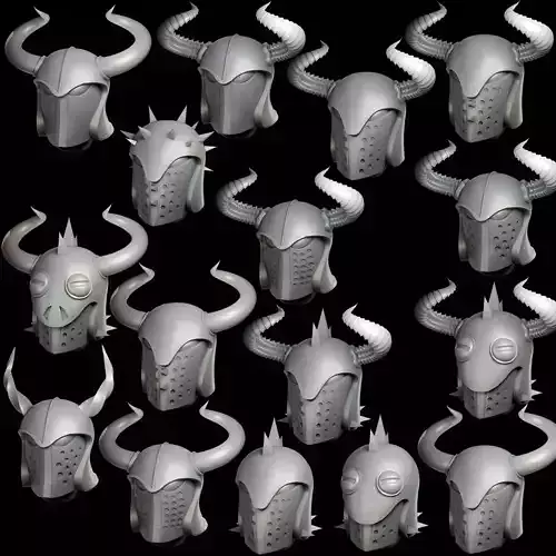 Chaotic barbarian helmets