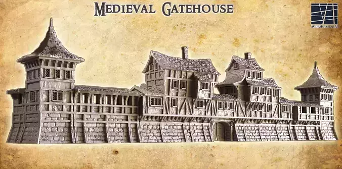 Medieval Gatehouse Tabletop Terrain 28 MM