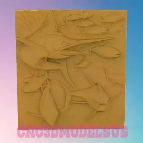 pano with fish 3D MODEL STL FILE FOR CNC ROUTER LASER
