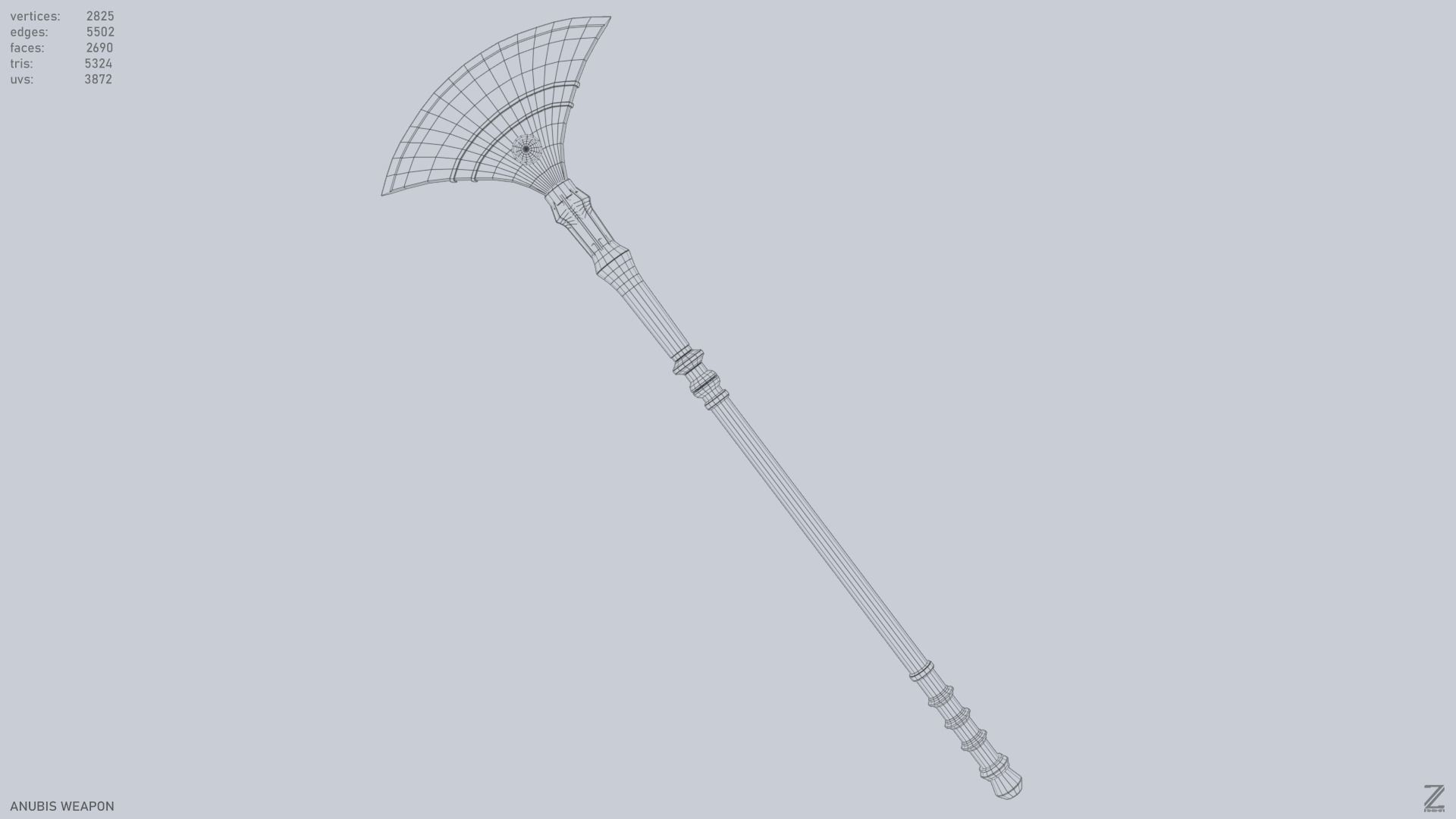 Anubis weapon Low-poly 3D model_10