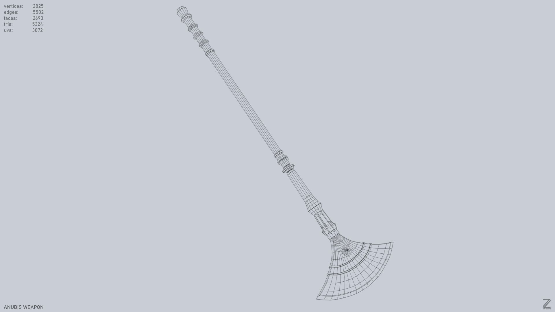 Anubis weapon Low-poly 3D model_13