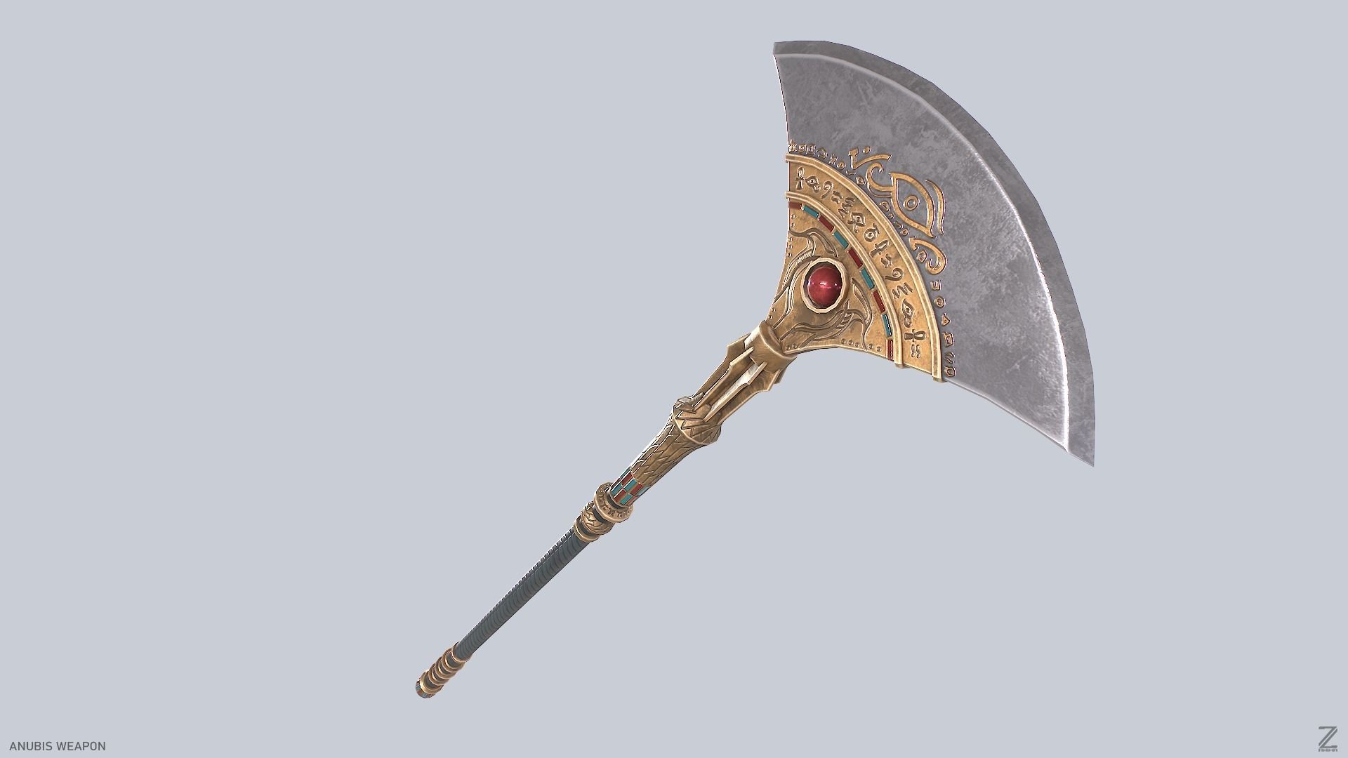 Anubis weapon Low-poly 3D model_8