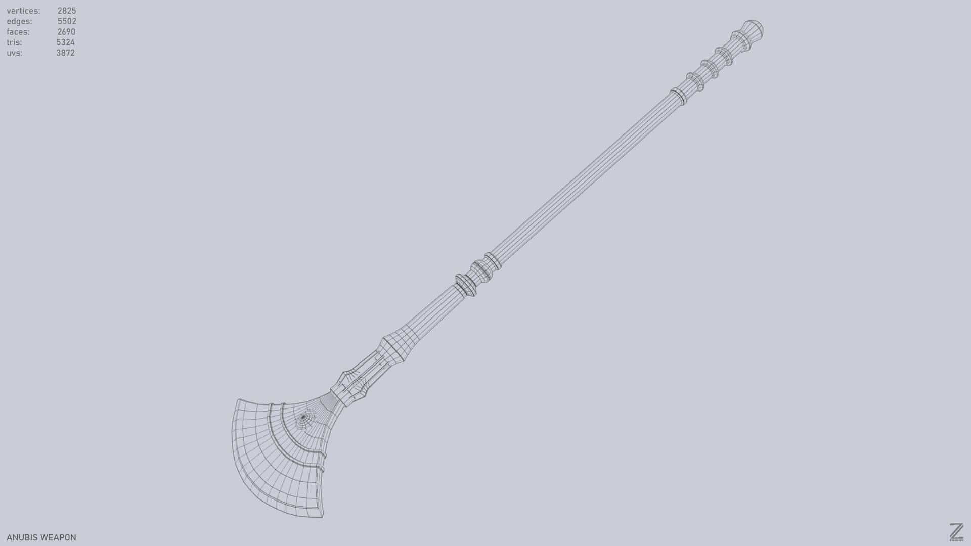 Anubis weapon Low-poly 3D model_12