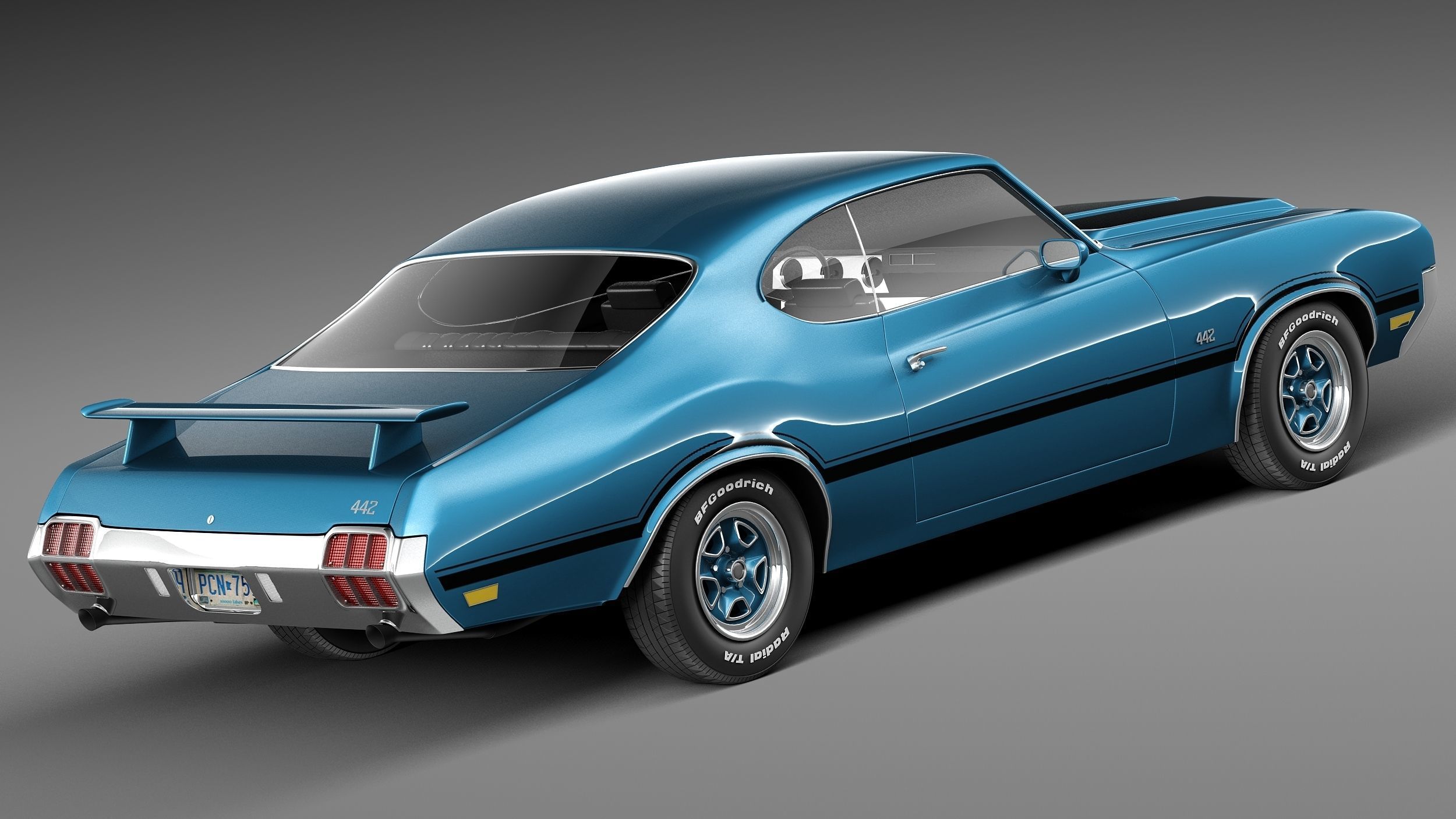 Oldsmobile Cutlass 4-4-2 1971 3D model_4