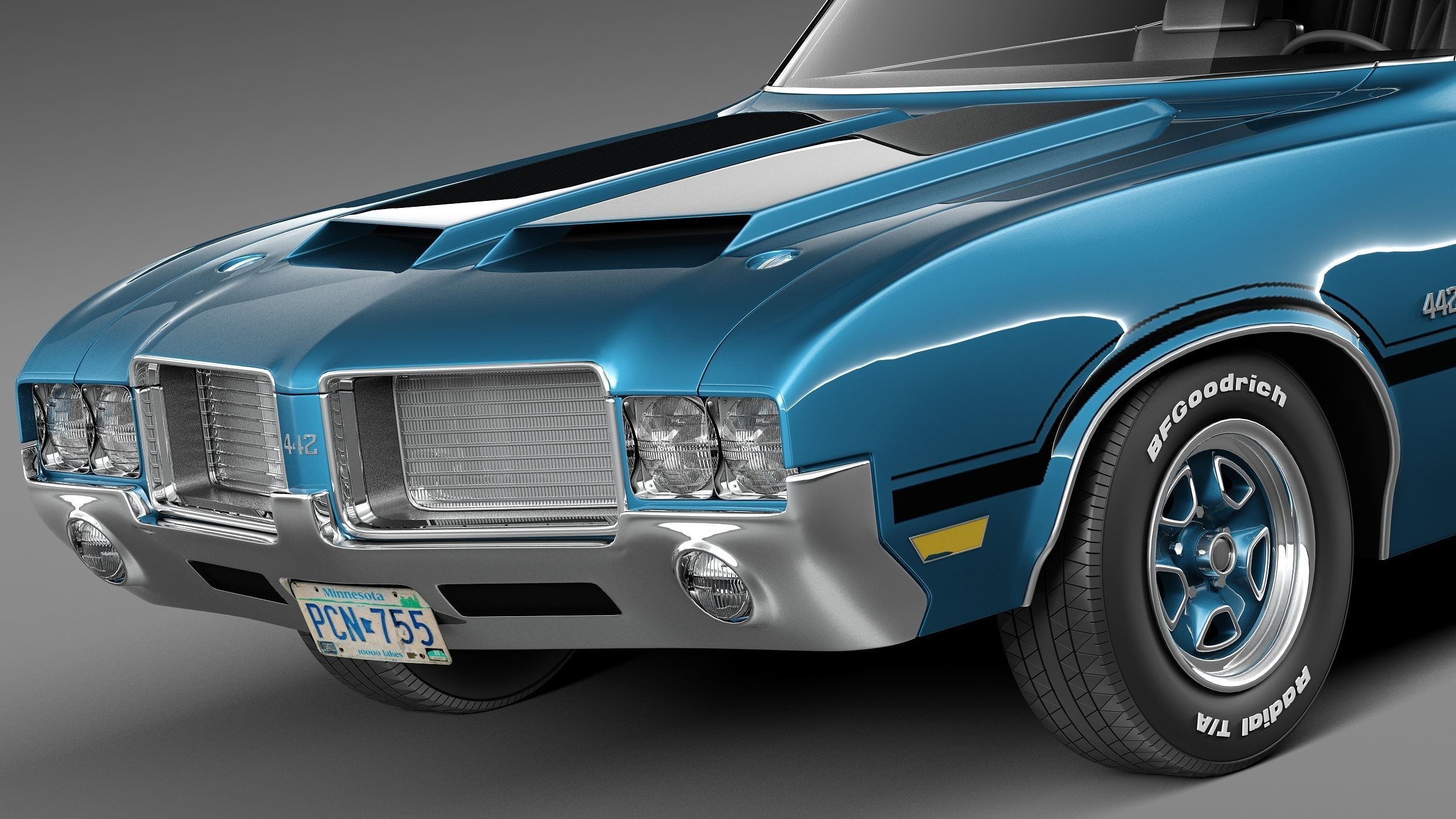 Oldsmobile Cutlass 4-4-2 1971 3D model_2