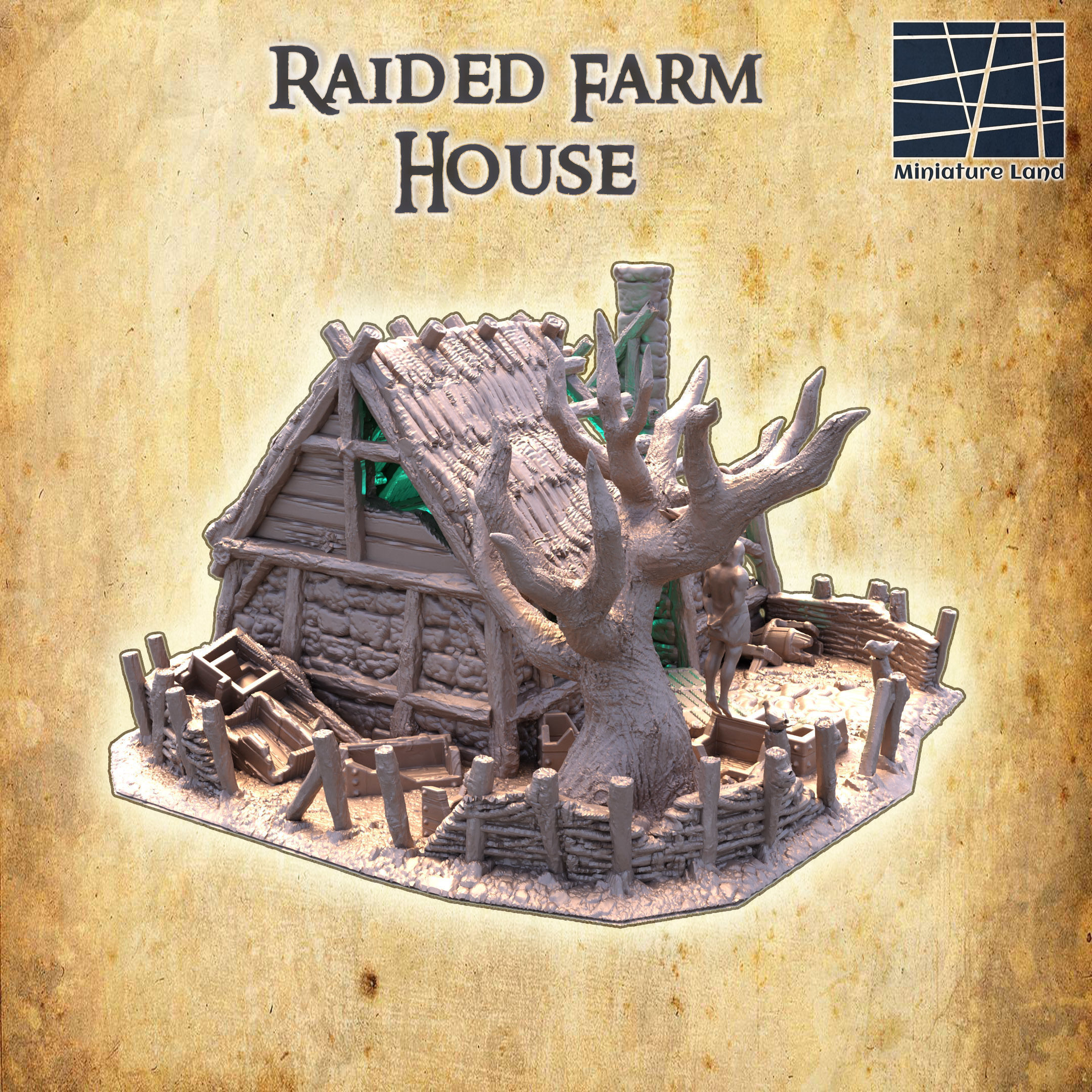 Raided Farm House Tabletop Terrain 28 MM 3D print model_3