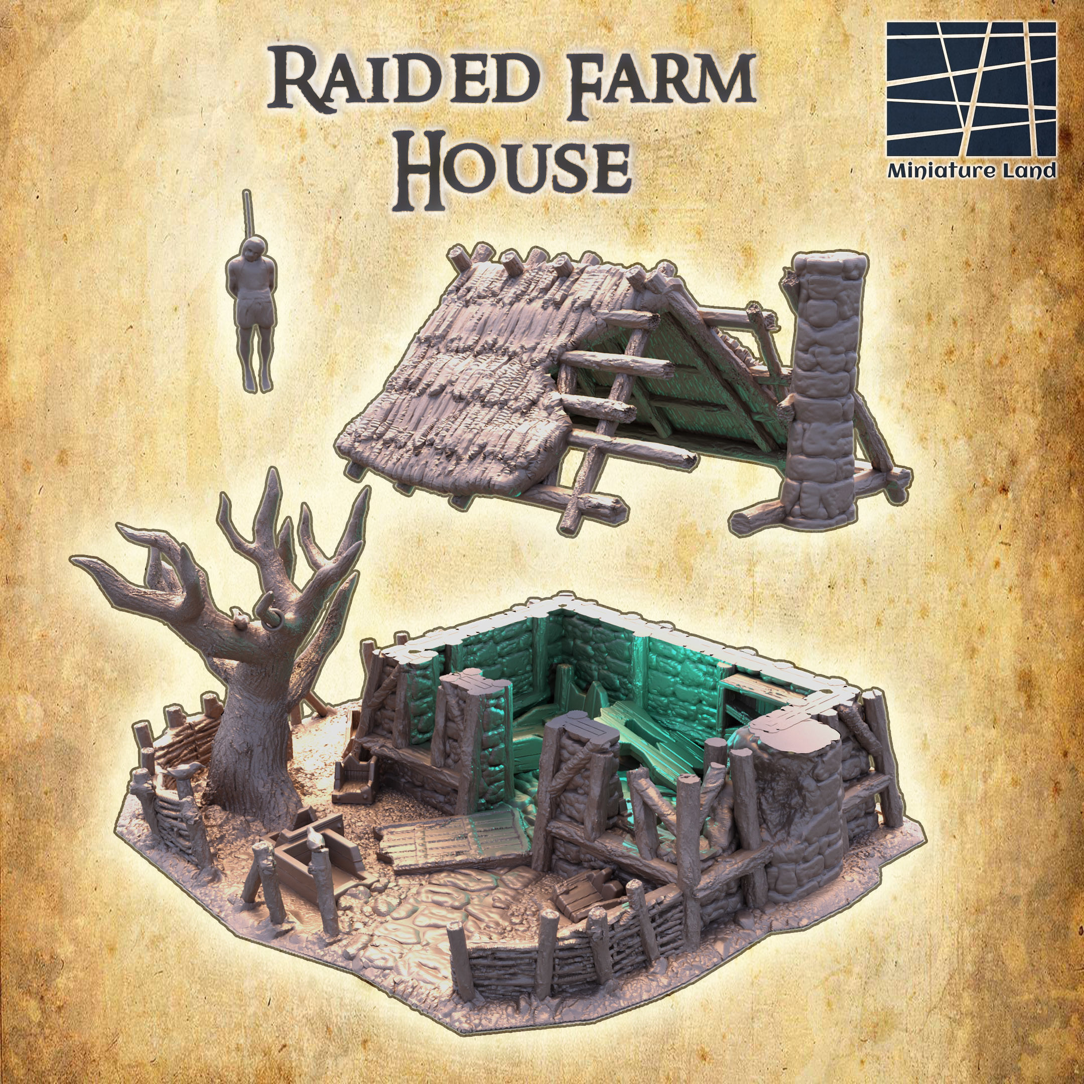 Raided Farm House Tabletop Terrain 28 MM 3D print model_5