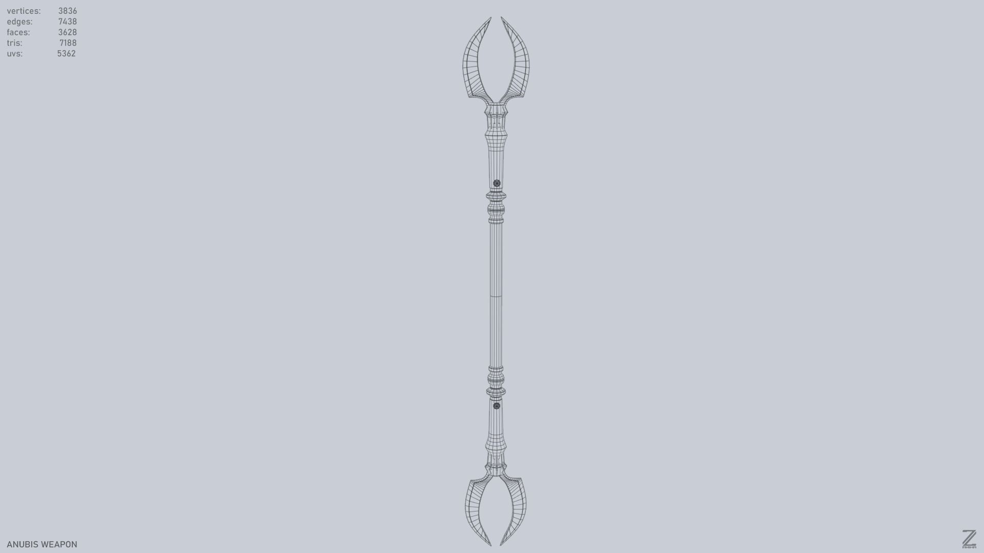 Anubis weapon Low-poly 3D model_9