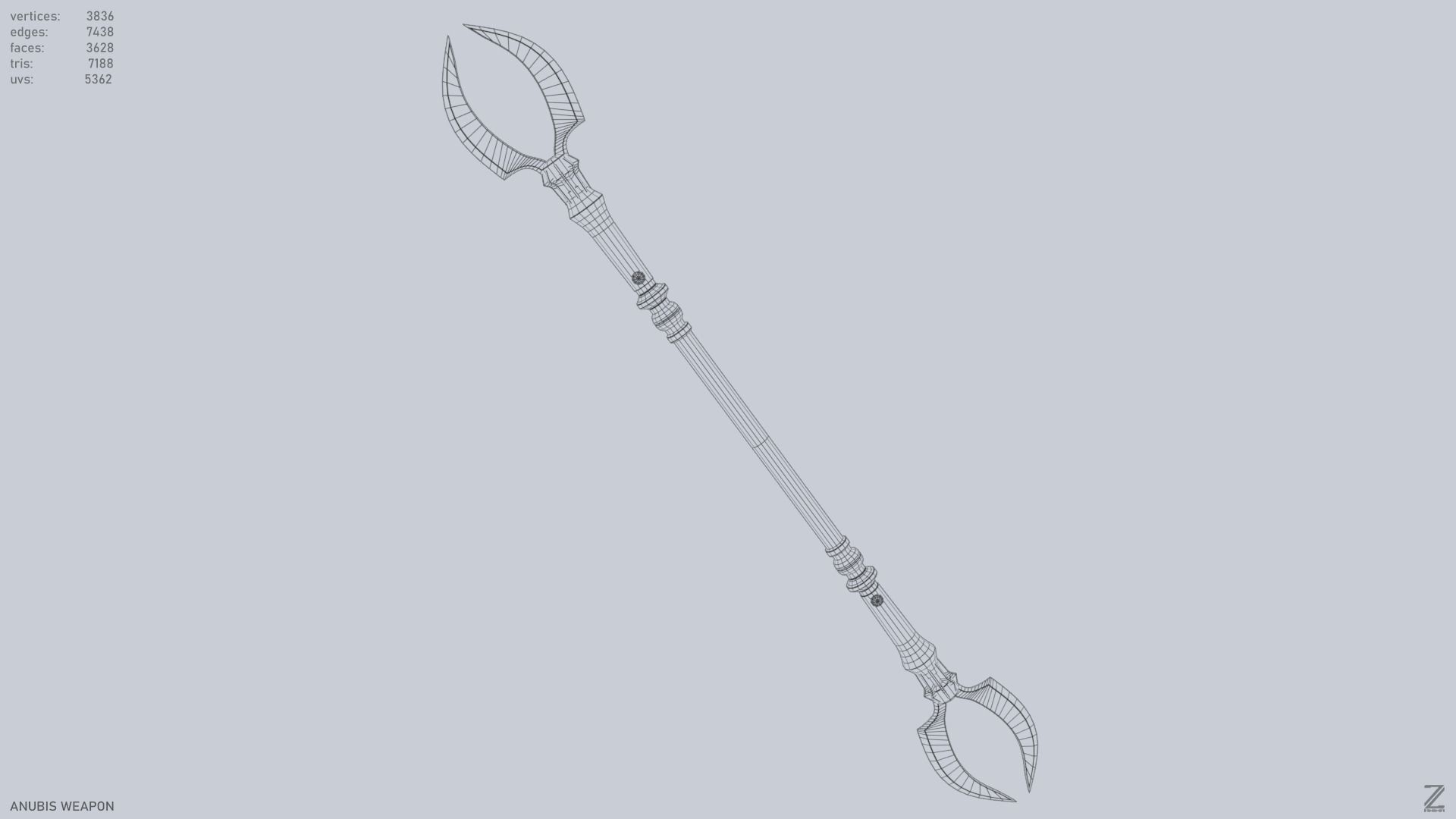 Anubis weapon Low-poly 3D model_10