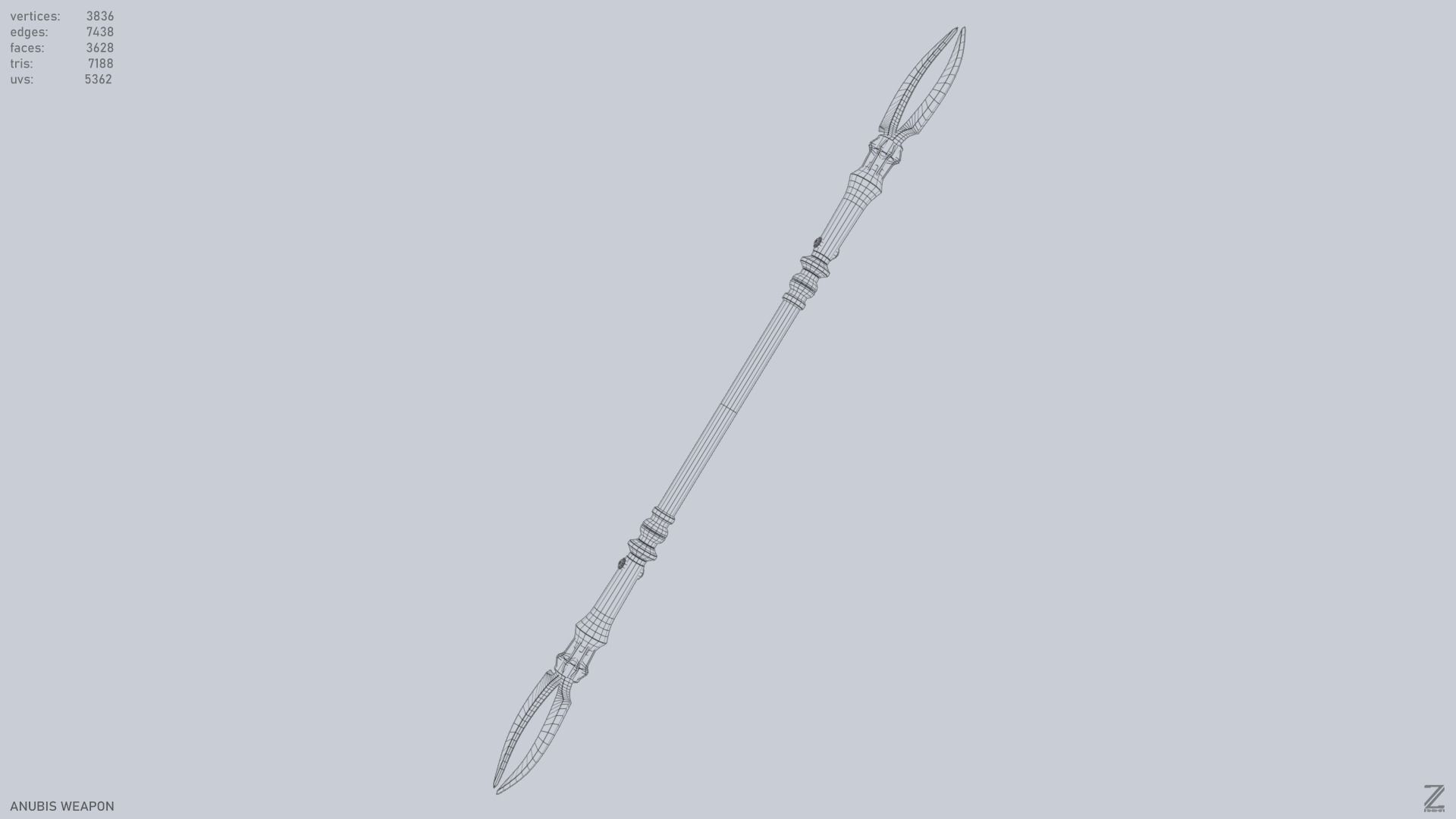 Anubis weapon Low-poly 3D model_13