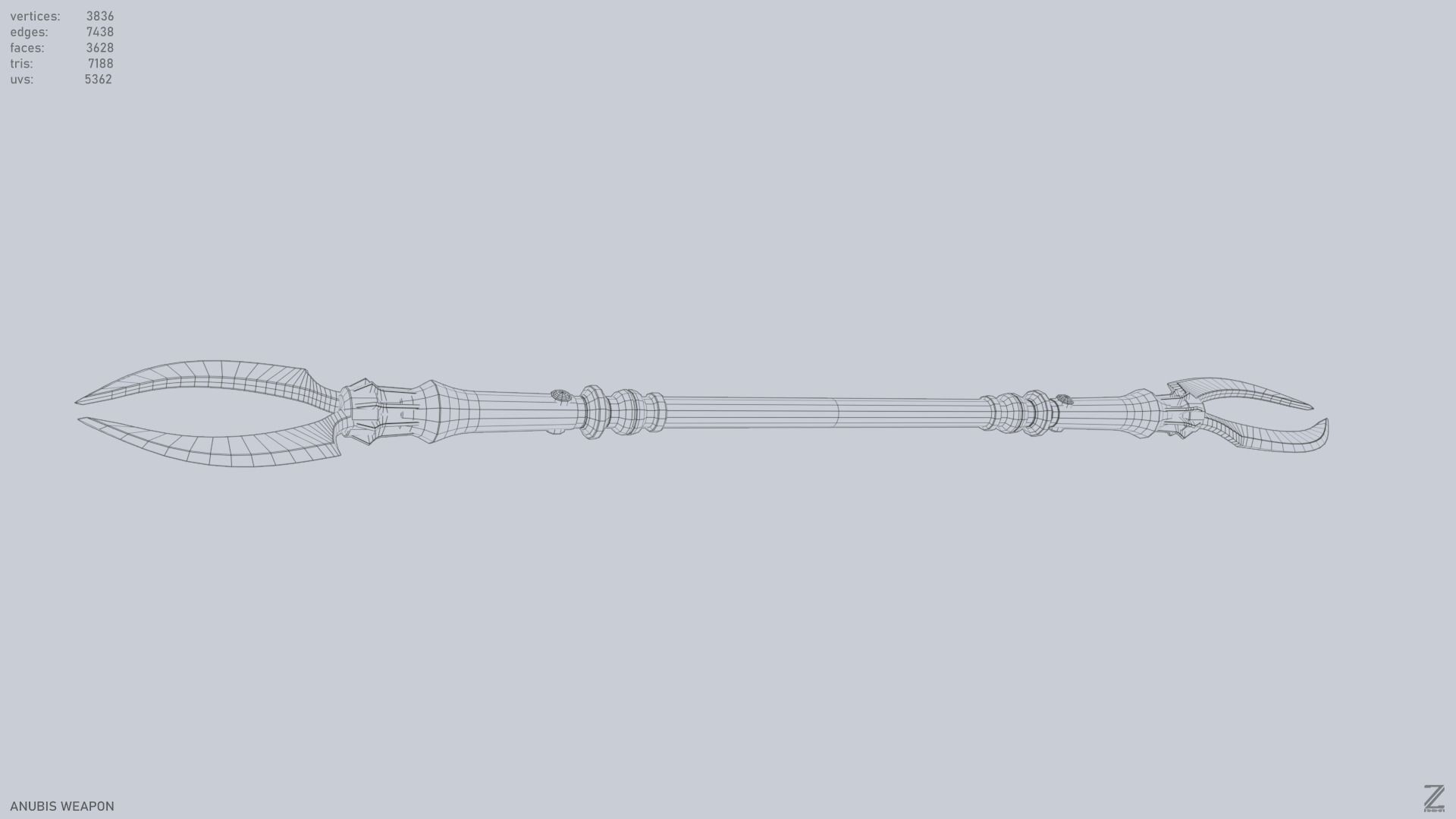 Anubis weapon Low-poly 3D model_14