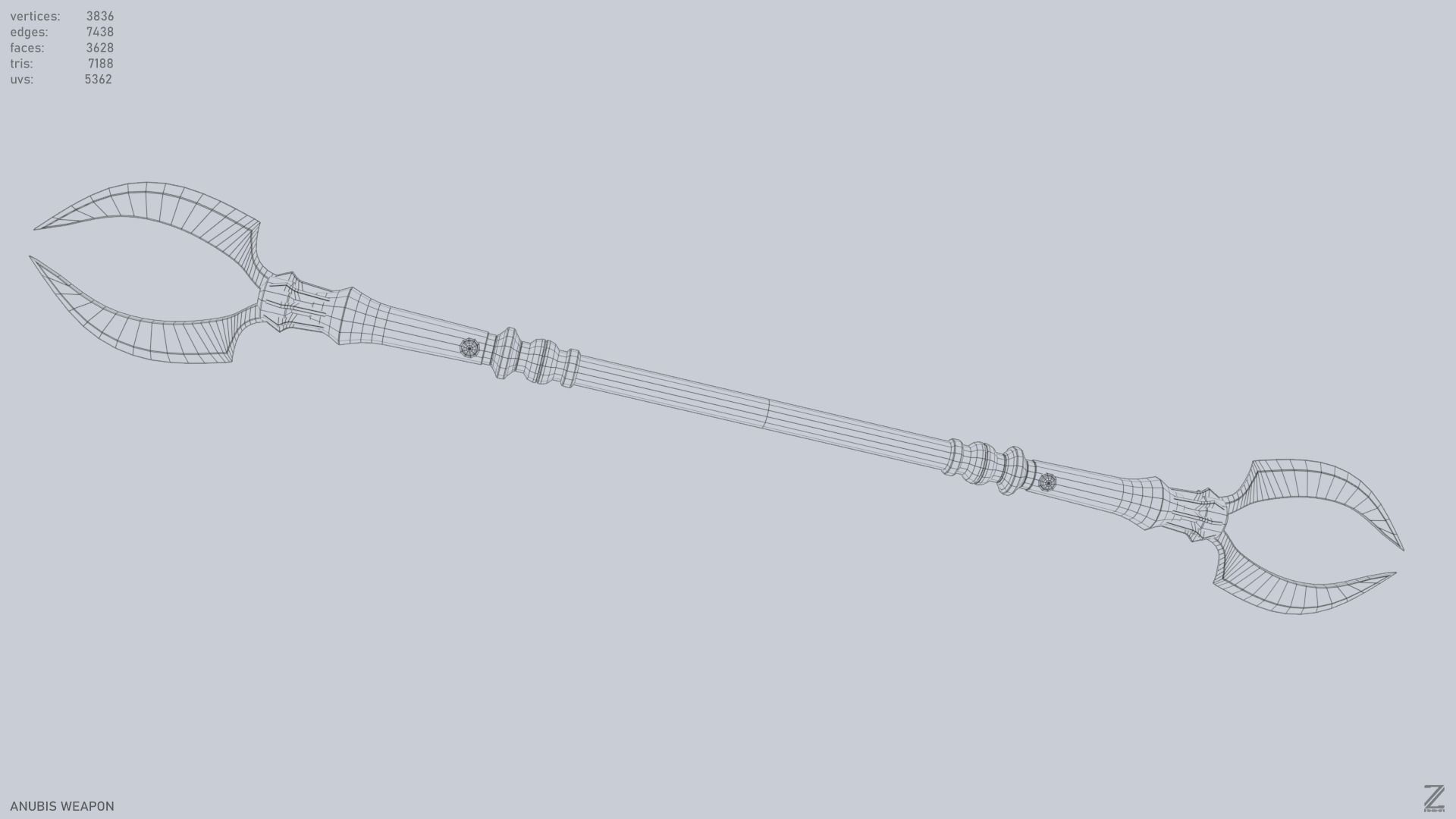 Anubis weapon Low-poly 3D model_11