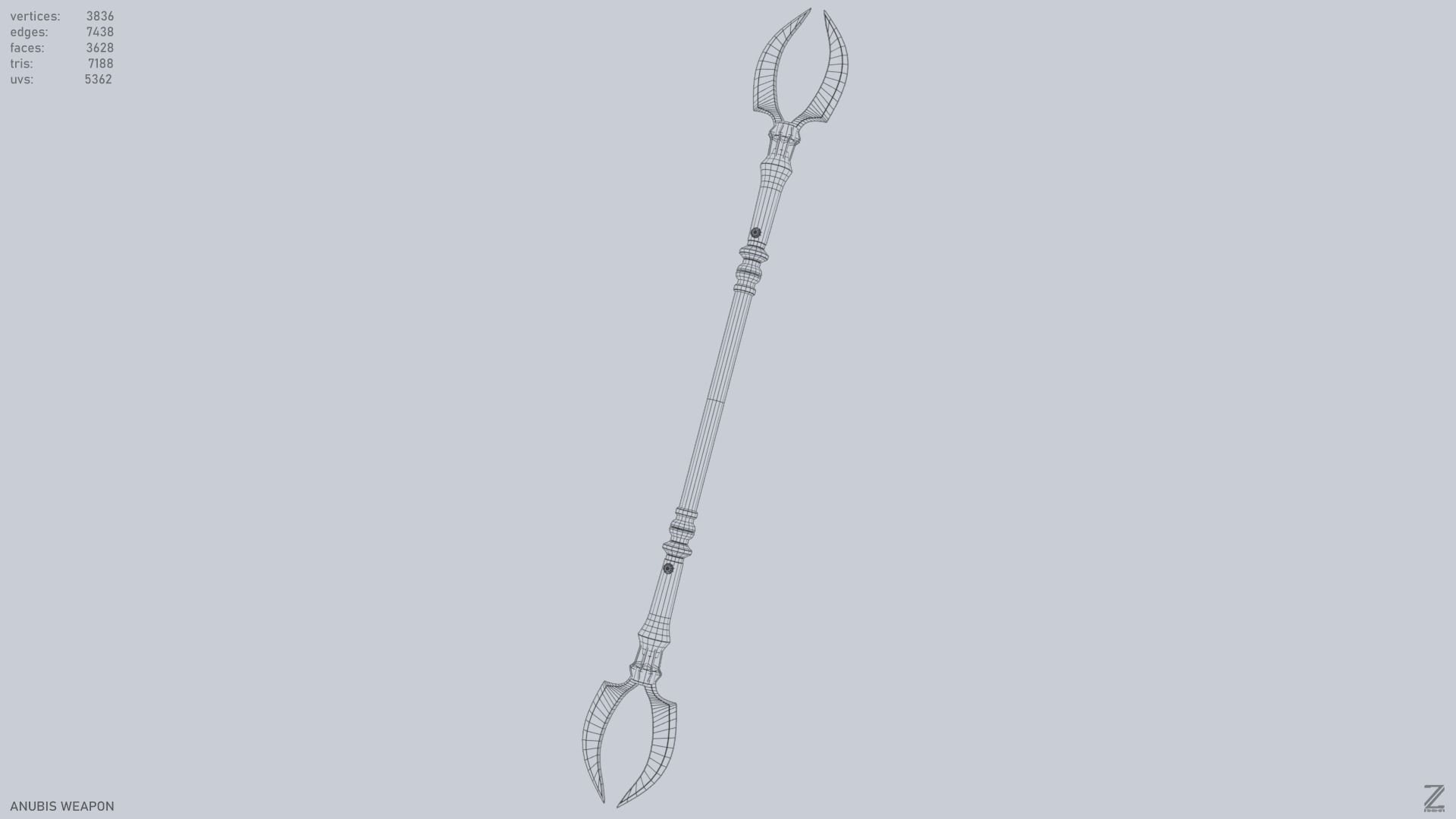 Anubis weapon Low-poly 3D model_15