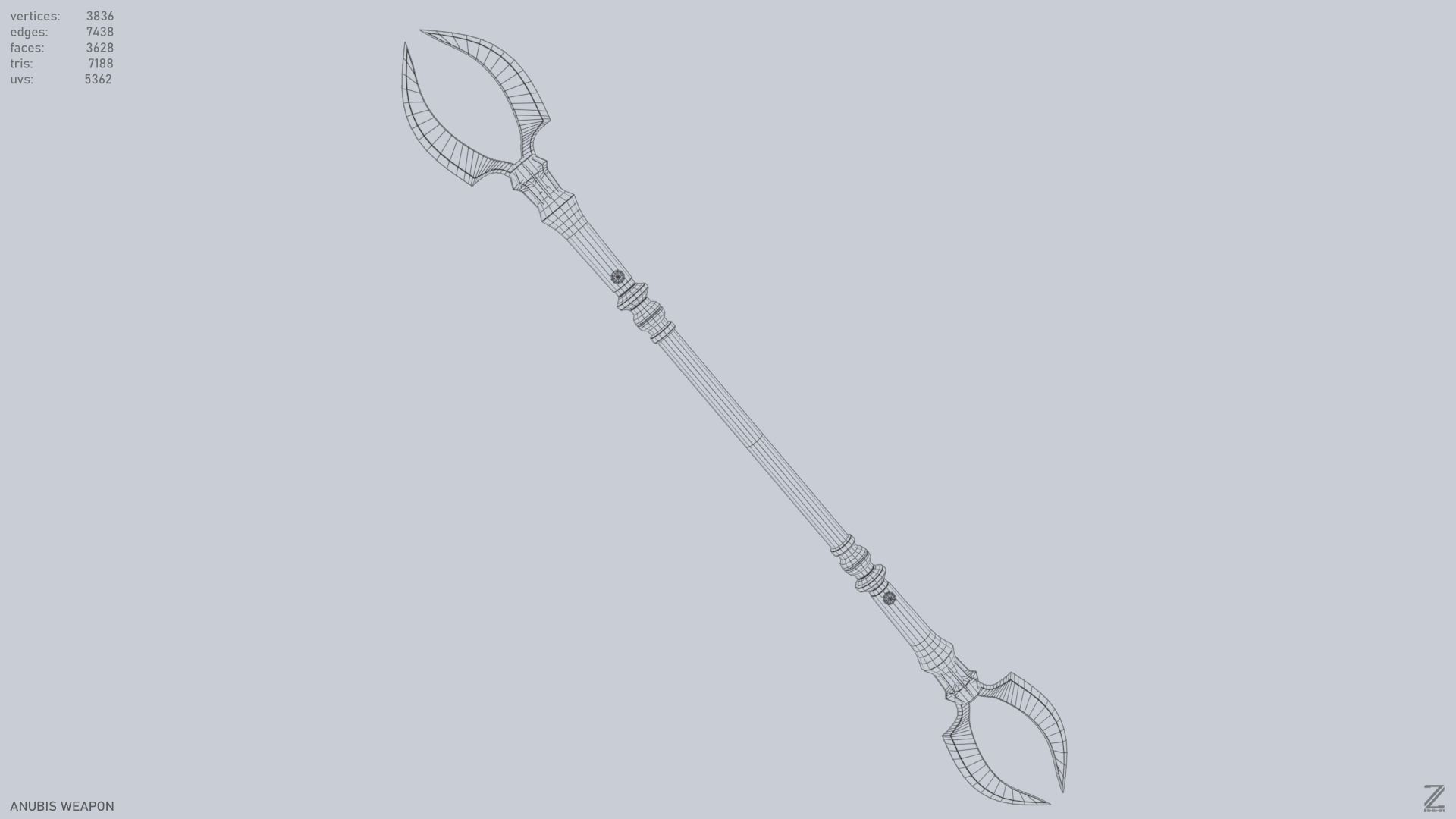 Anubis weapon Low-poly 3D model_12